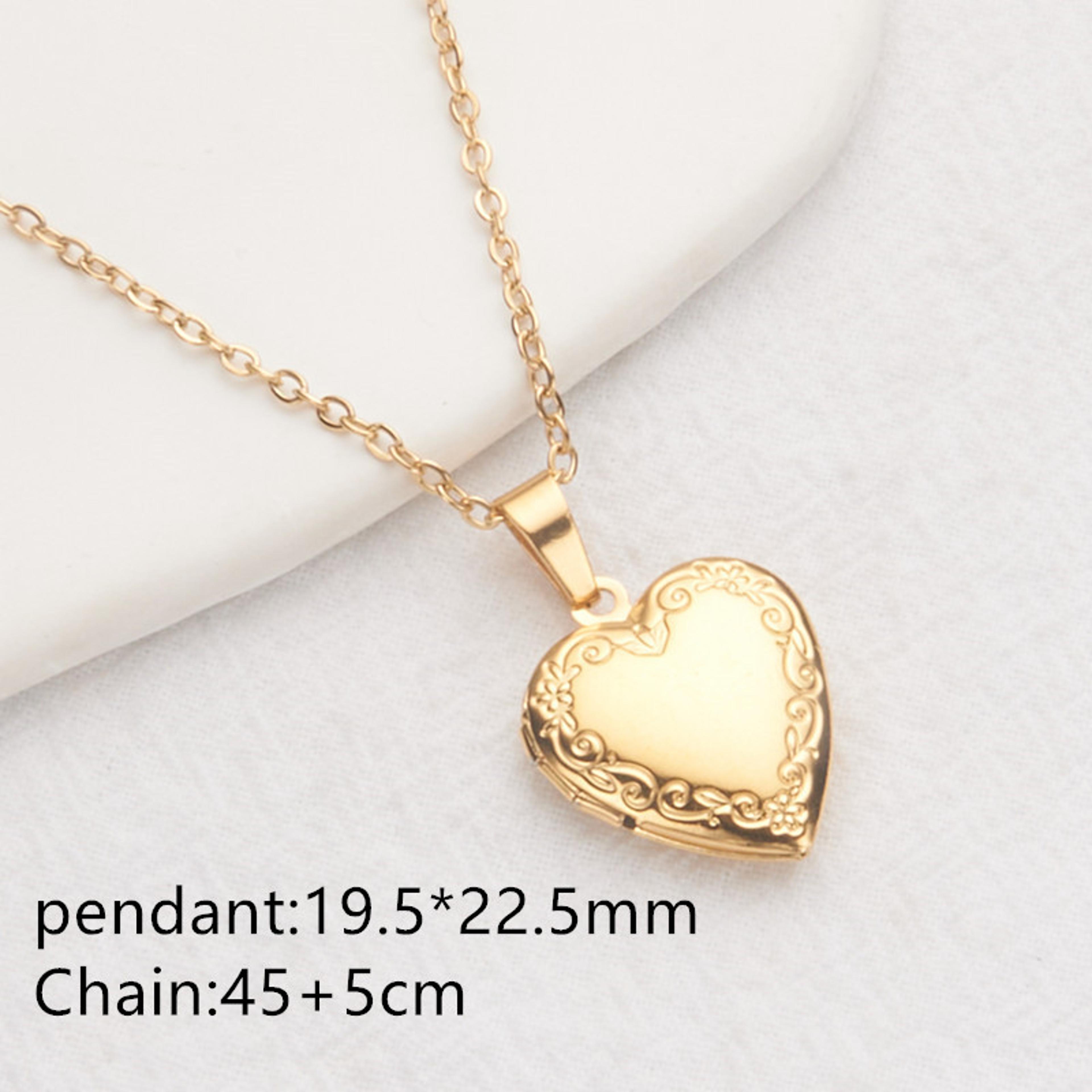 Heart Lock Photo Pendant Necklace Stainless Steel Waterproof Locket Gift For Women 13