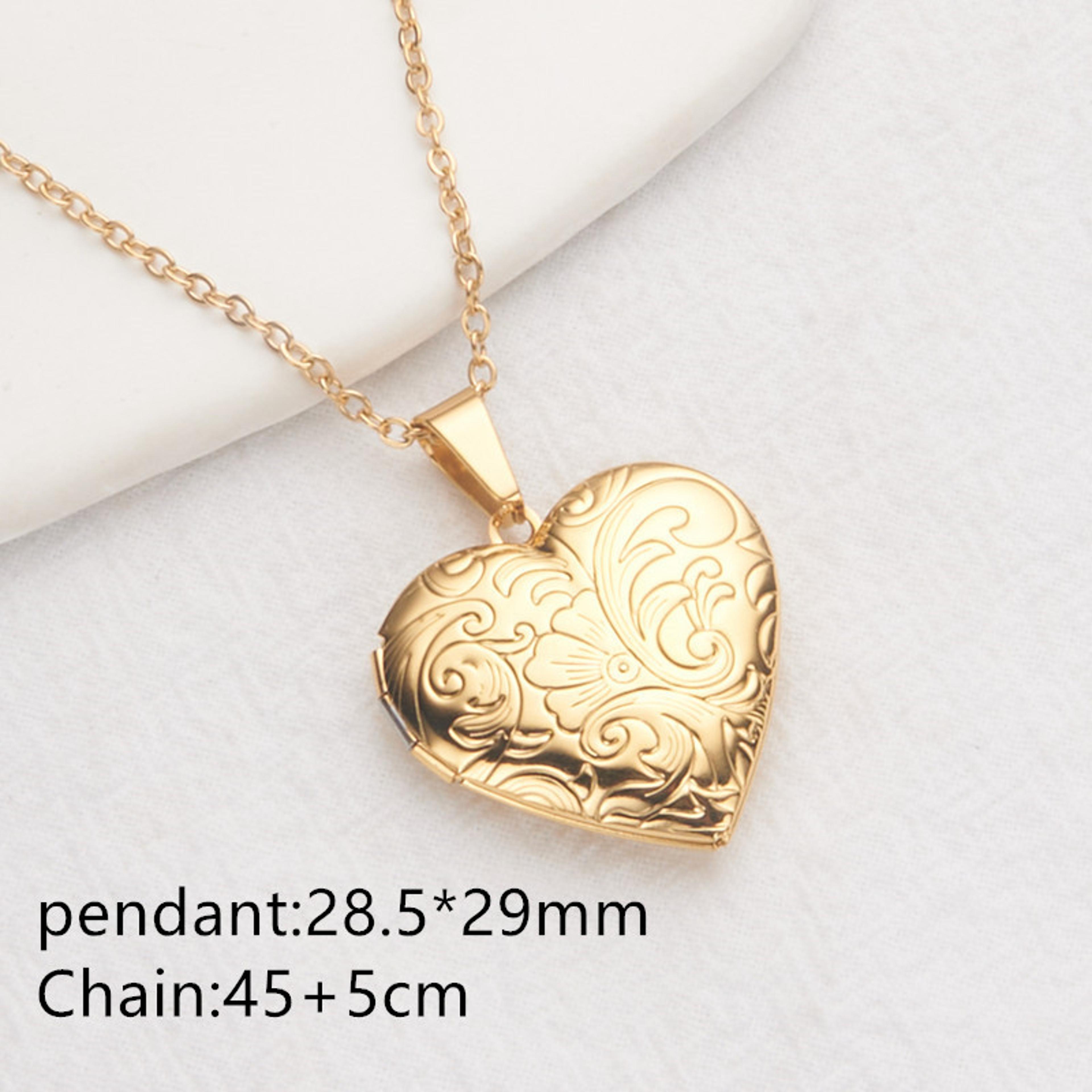 Heart Lock Photo Pendant Necklace Stainless Steel Waterproof Locket Gift For Women 14