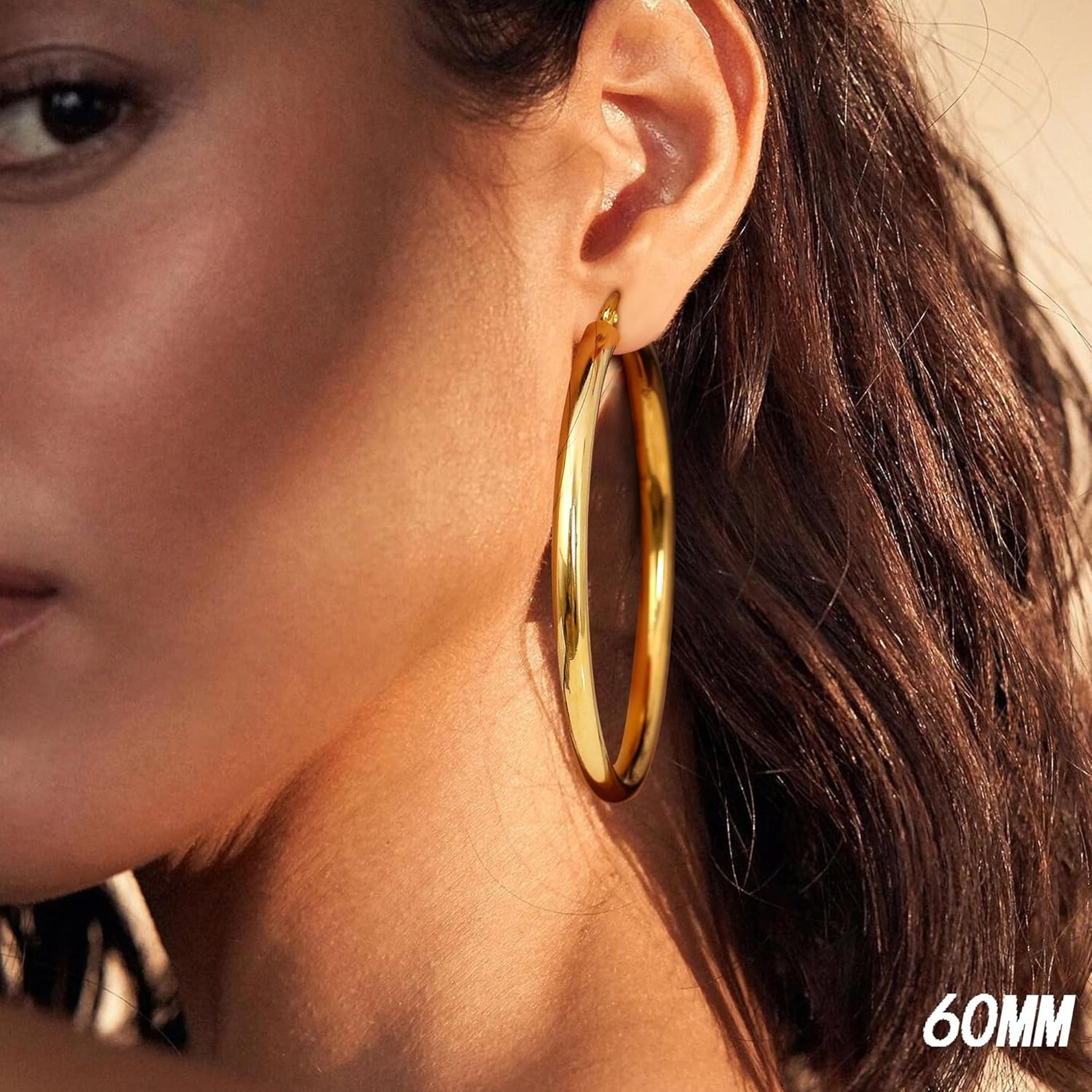 Gold Plated Earrings Chunky Hoop Earrings For Women Lightweight Hypoallergenic Hoops 1