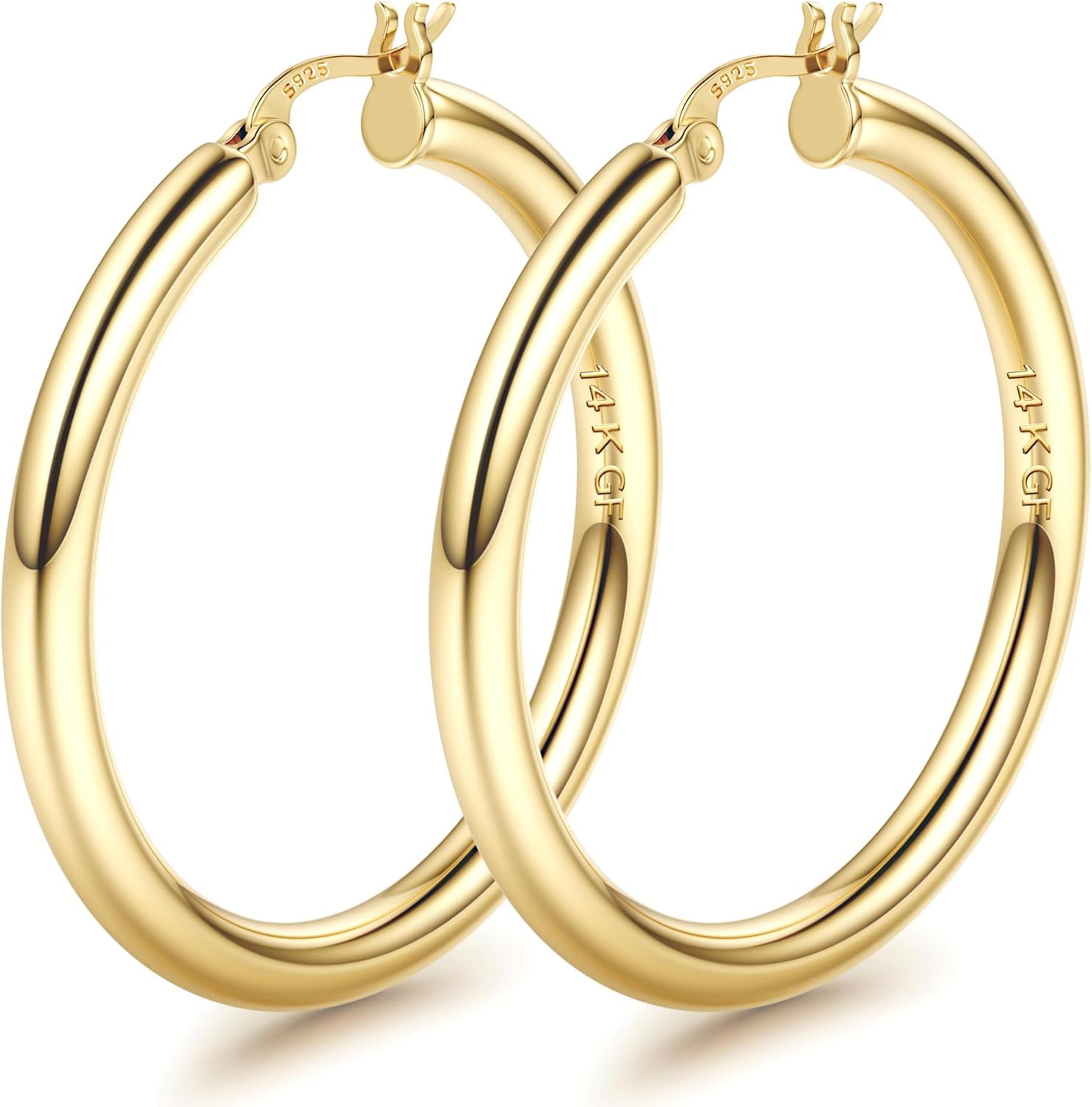 Gold Plated Earrings Chunky Hoop Earrings For Women Lightweight Hypoallergenic Hoops 7