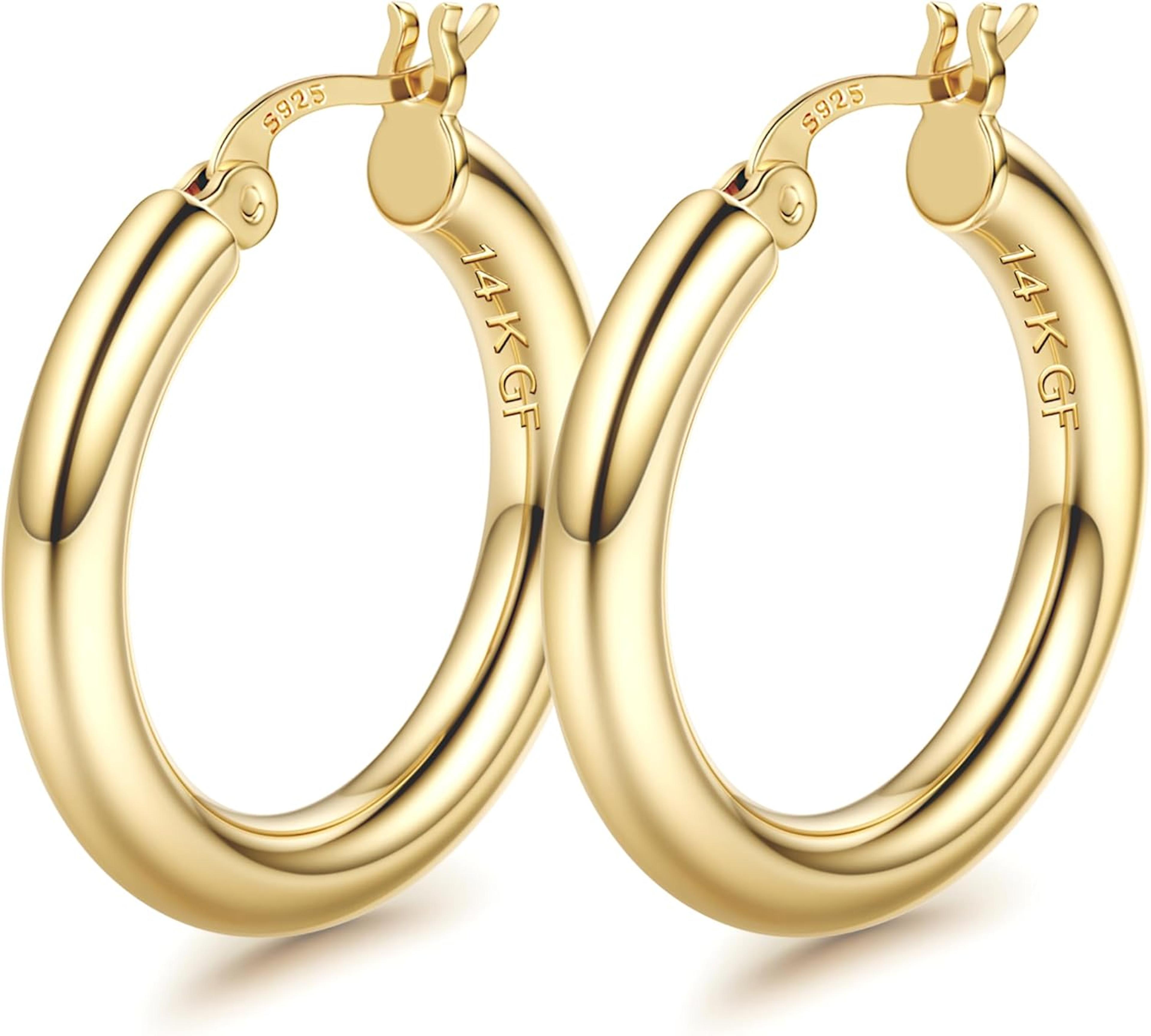 Gold Plated Earrings Chunky Hoop Earrings For Women Lightweight Hypoallergenic Hoops 6