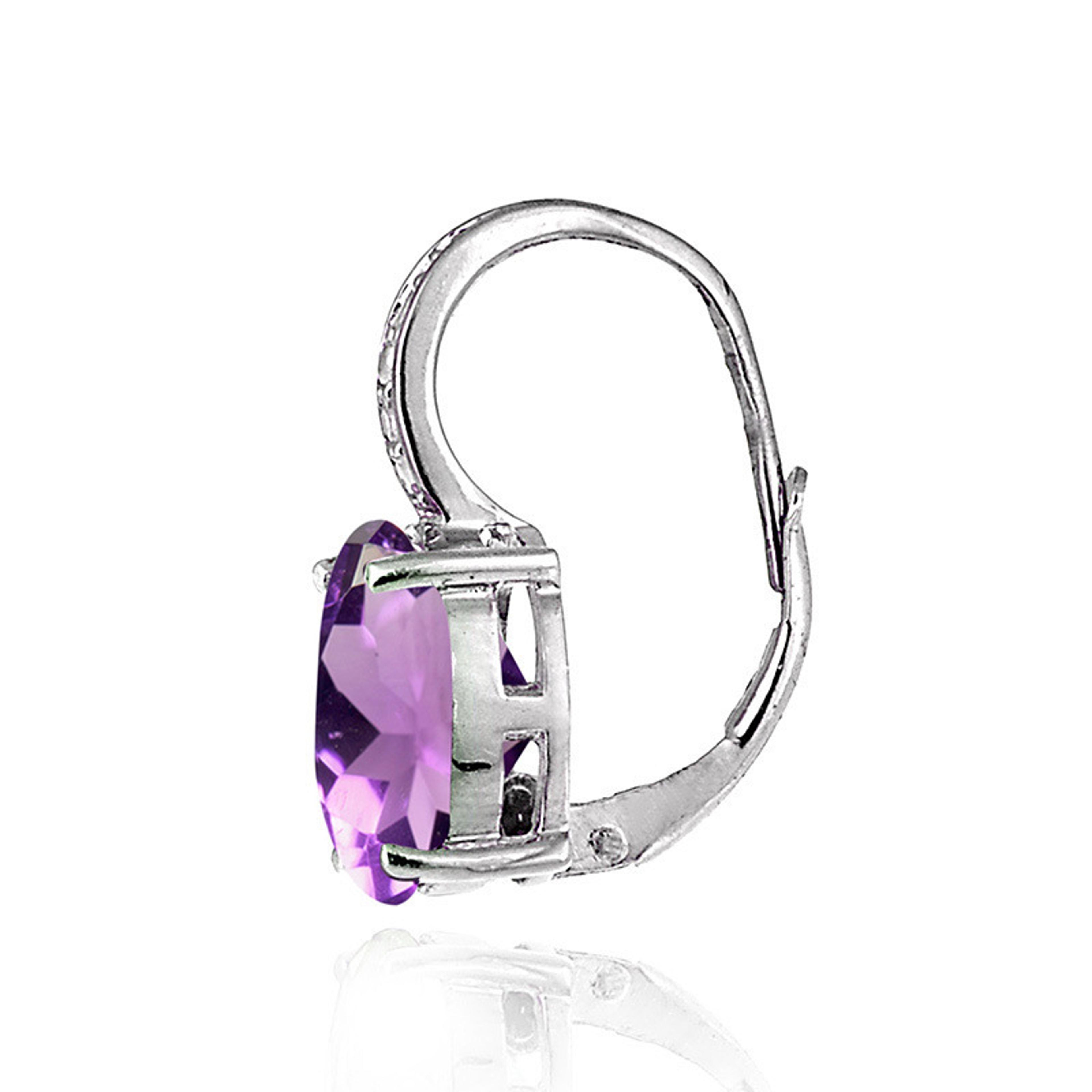 Elegant Sterling Silver Earrings With Amethyst Gemstone  Gold Plated Finish 1
