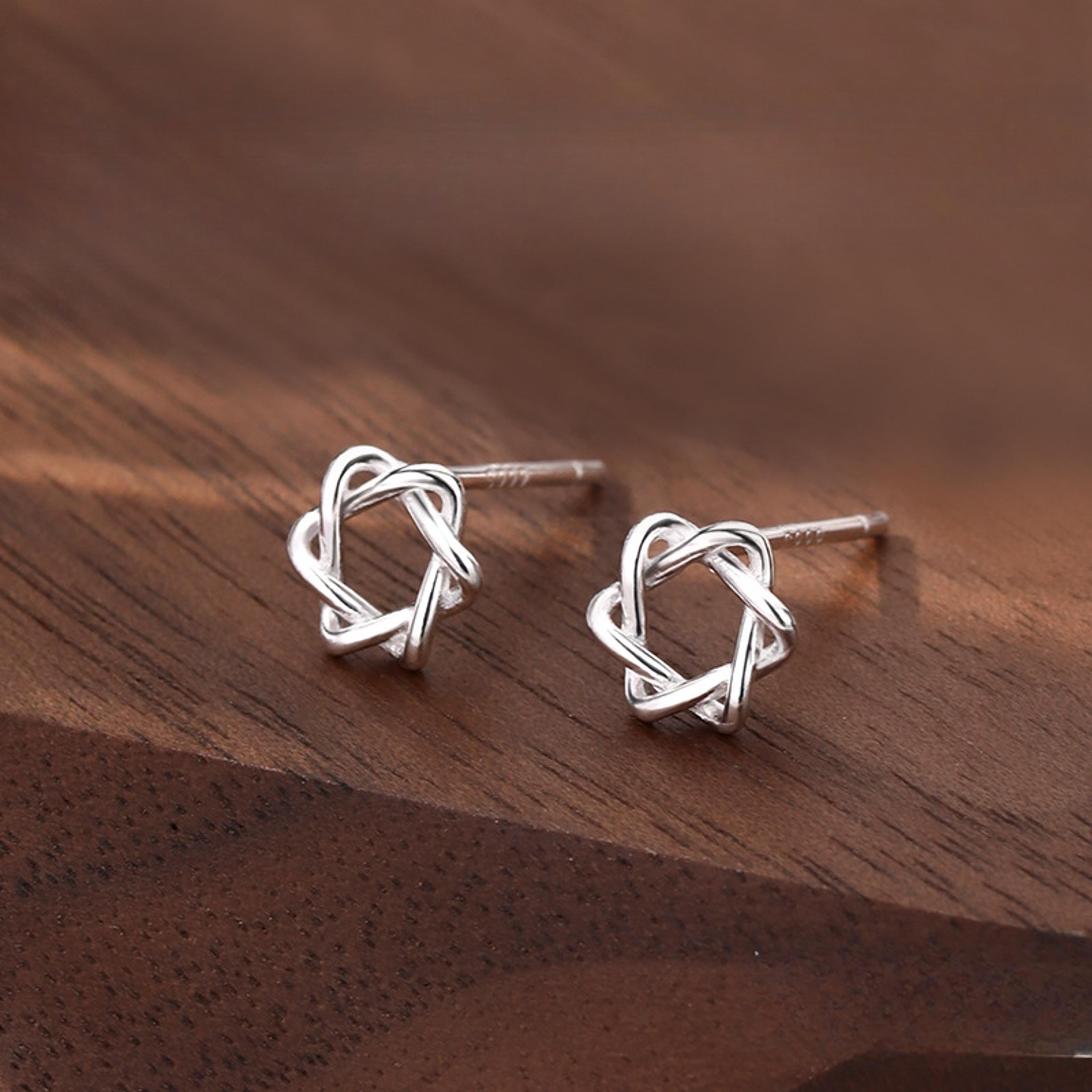 Celestial Sterling Silver Stud Earrings For Women Hypoallergenic Minimalist Heart Moon  Star Design 2