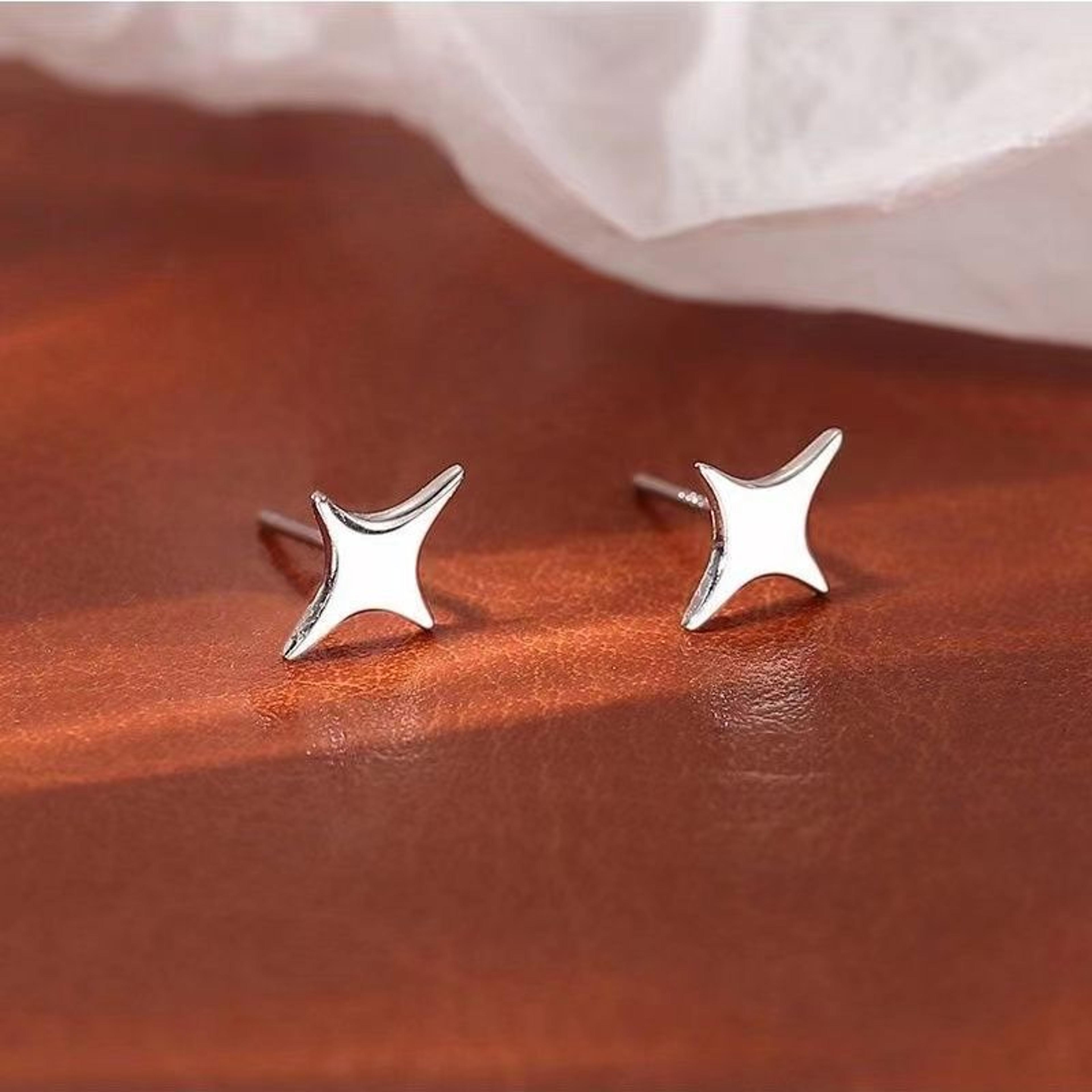 Celestial Sterling Silver Stud Earrings For Women Hypoallergenic Minimalist Heart Moon  Star Design 5