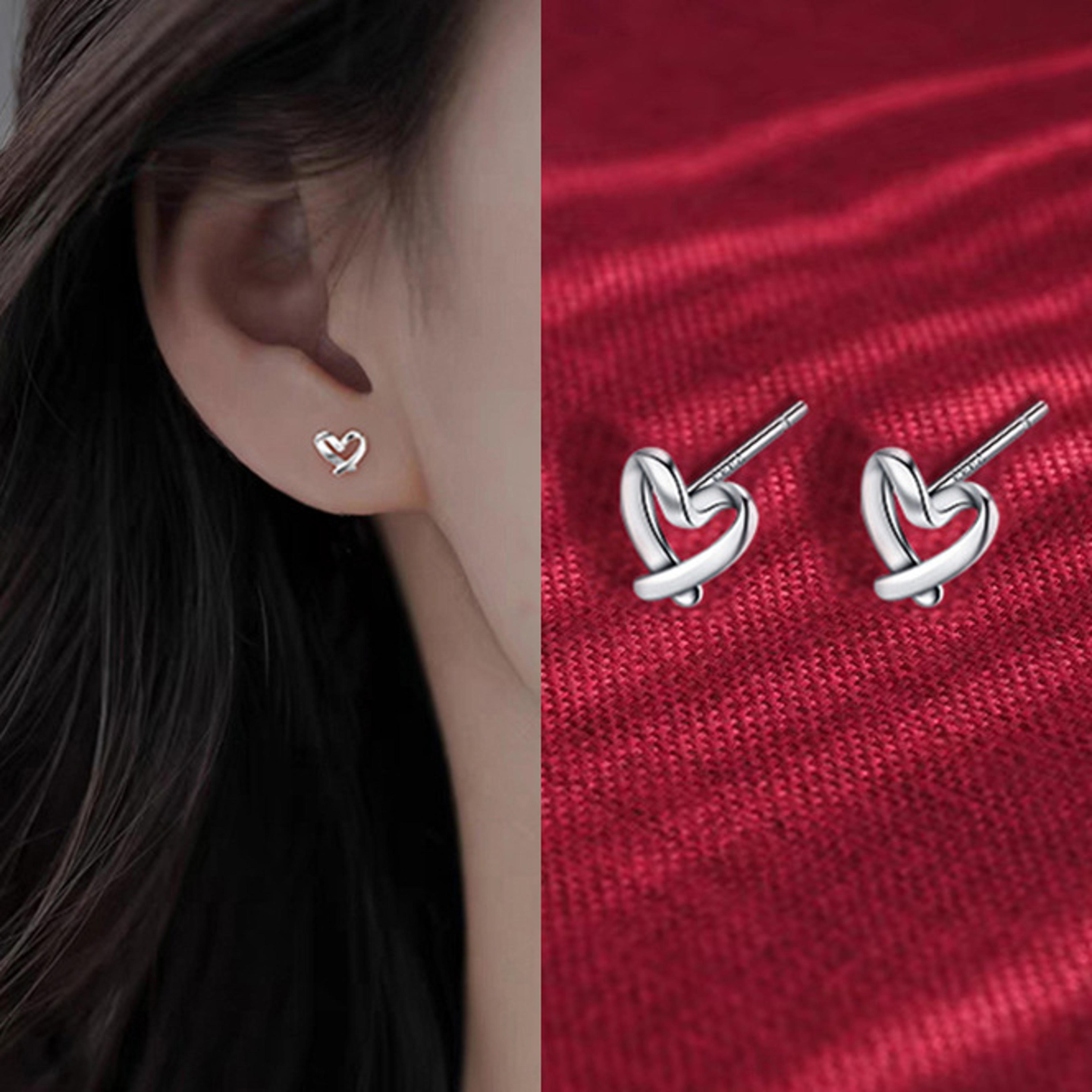 Celestial Sterling Silver Stud Earrings For Women Hypoallergenic Minimalist Heart Moon  Star Design 8