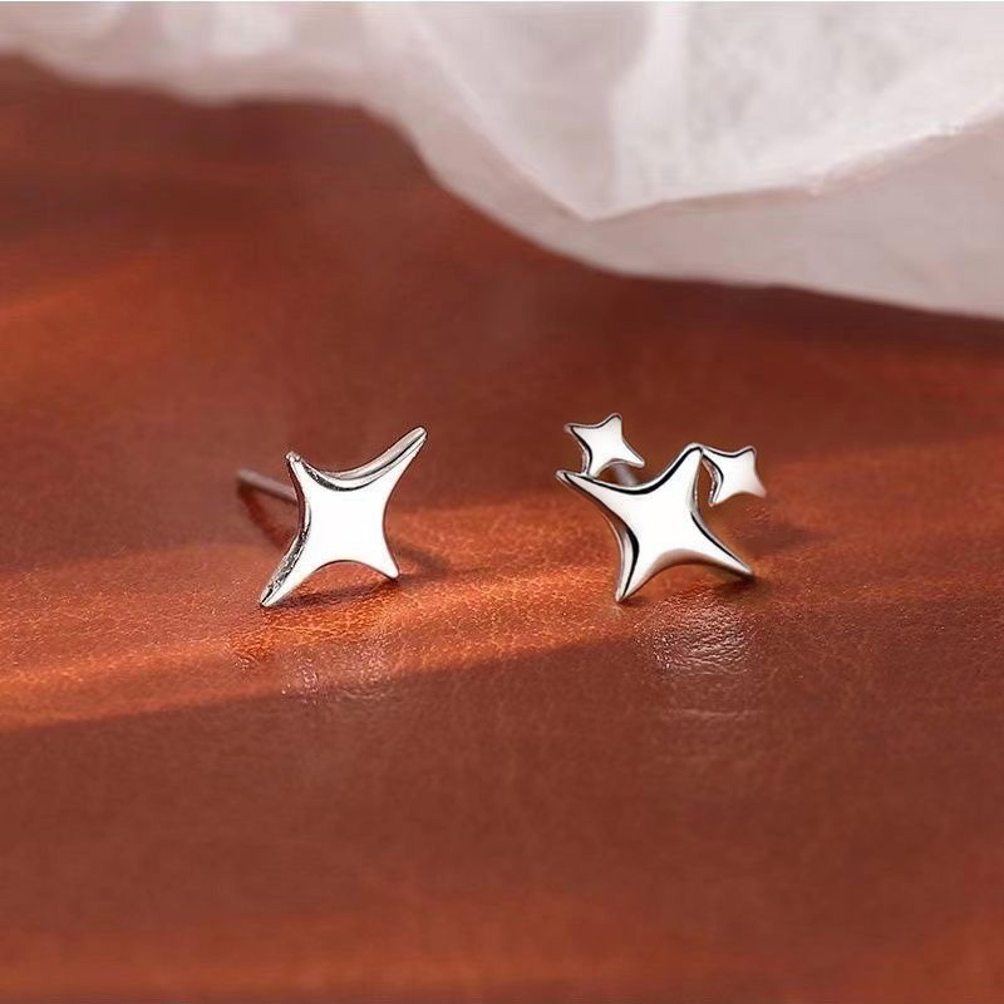 Celestial Sterling Silver Stud Earrings For Women Hypoallergenic Minimalist Heart Moon  Star Design 15