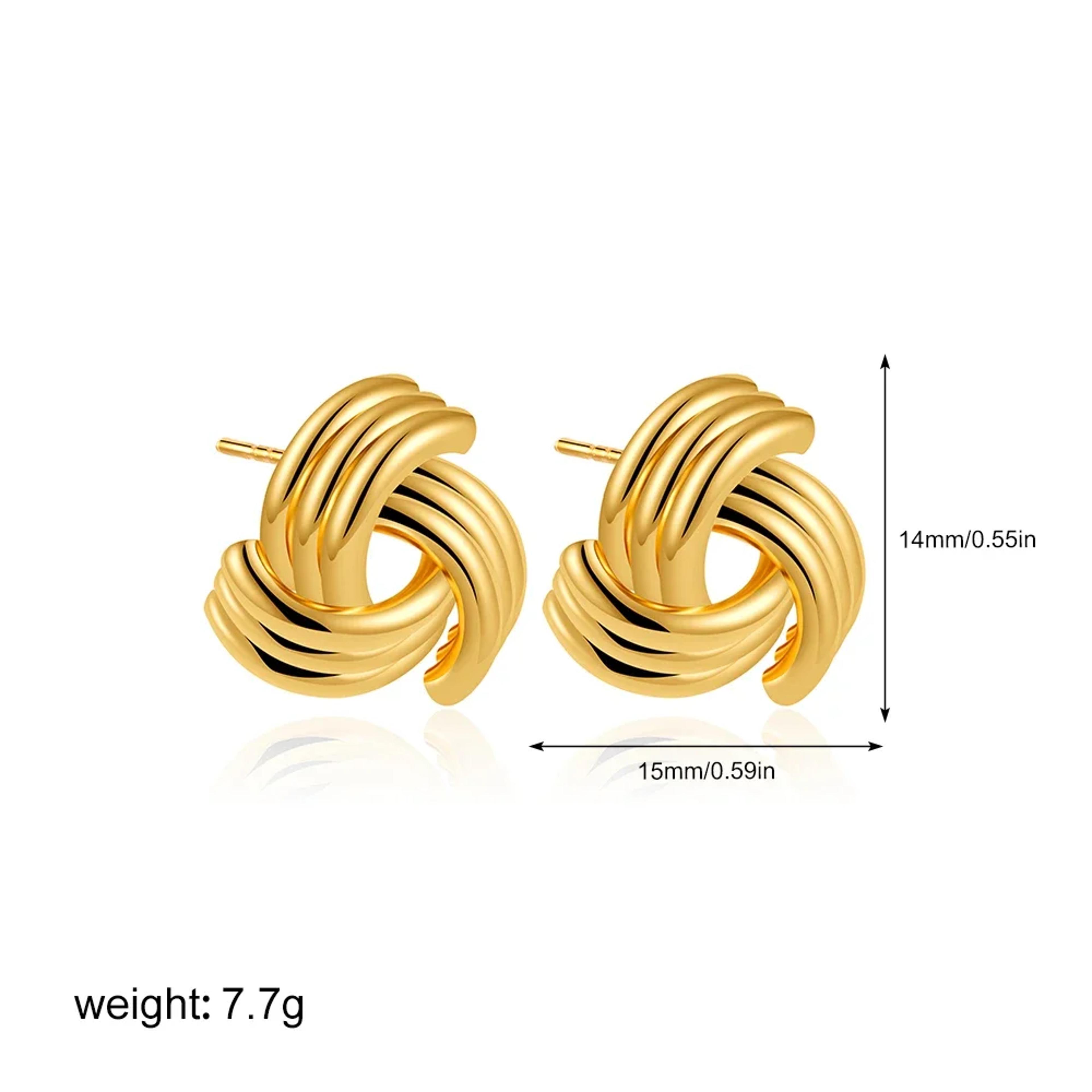 Retro Geometric Stud Earrings For Women Stainless Steel Twisted Knot Statement Earrings 18