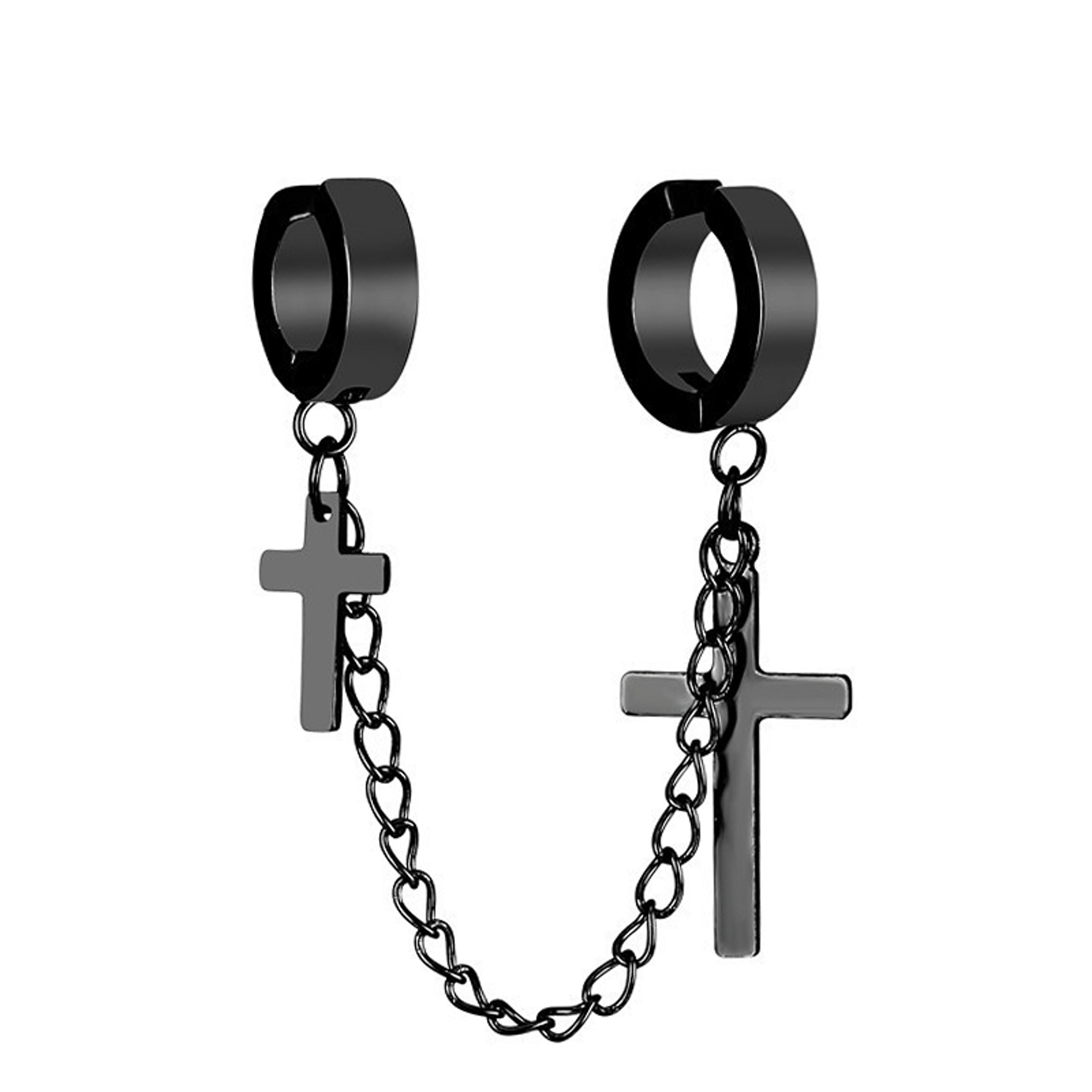 Retro Cross Clip Earring With Chain Tassel Punk Ear Cuff Earring For Women  Men 9