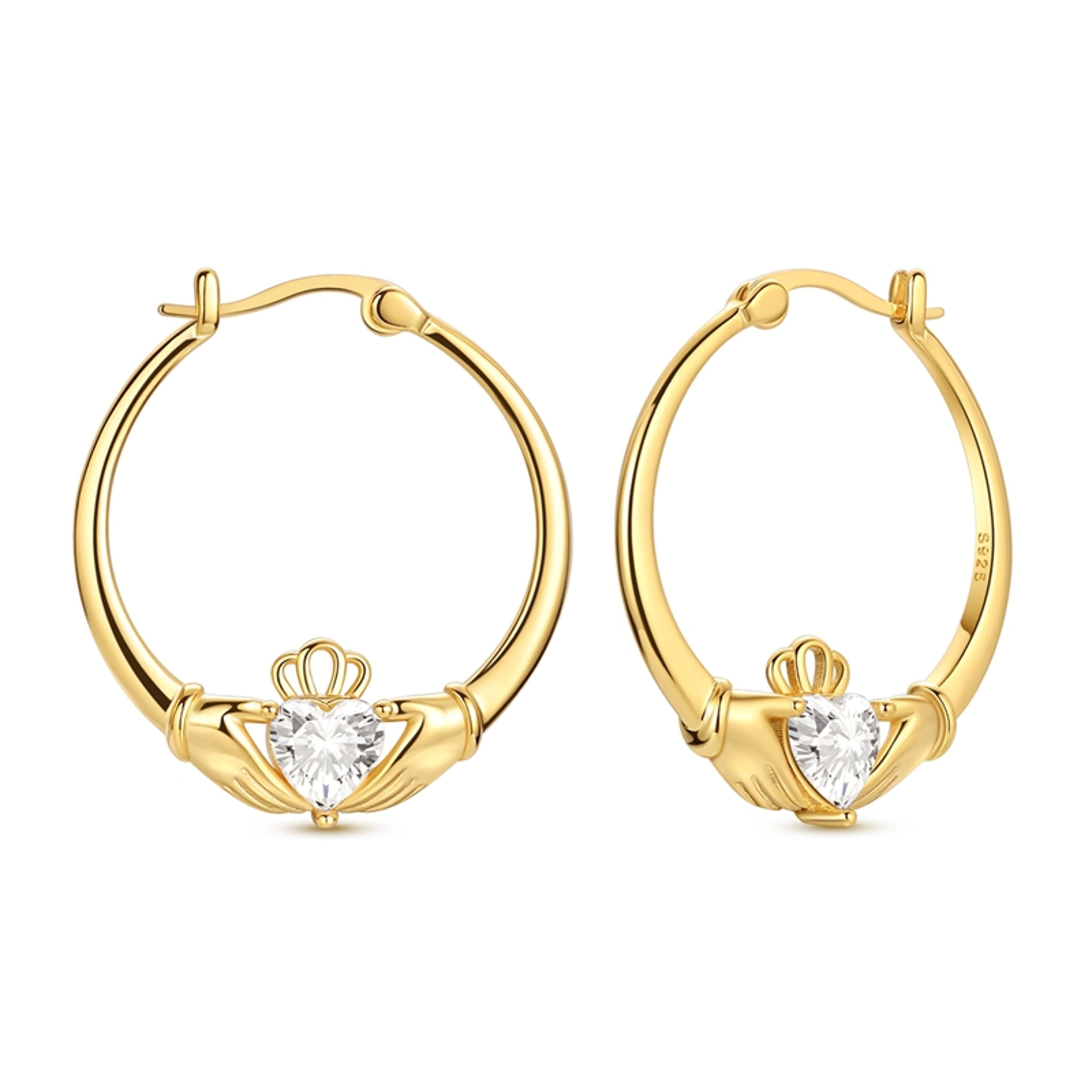 Sterling Silver Claddagh Earrings Irish Hoop Earrings Celtic Jewelry Gift For Women 5