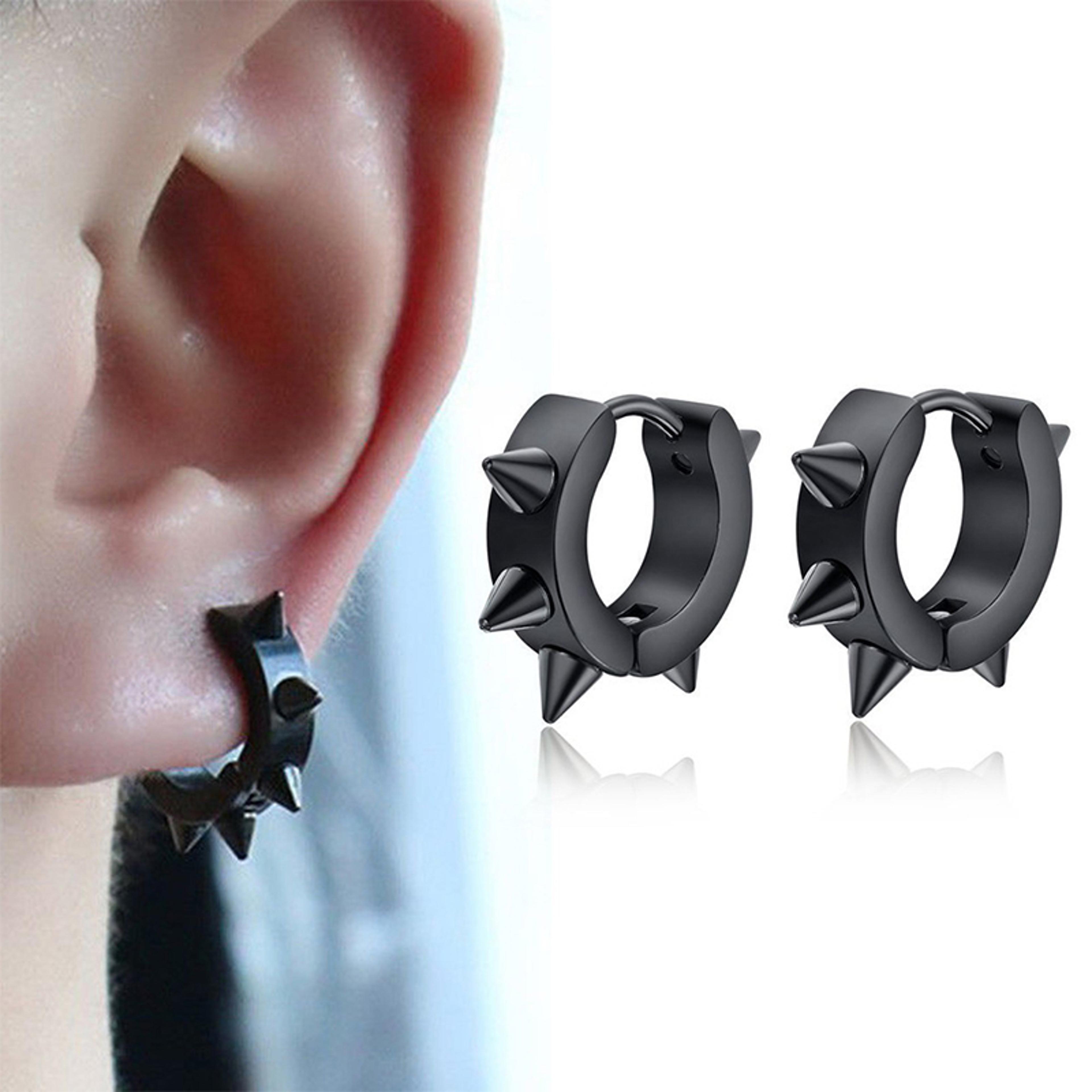 Punk Stainless Steel Spike Stud Earrings For Men  Women Gothic Unisex Jewelry 3