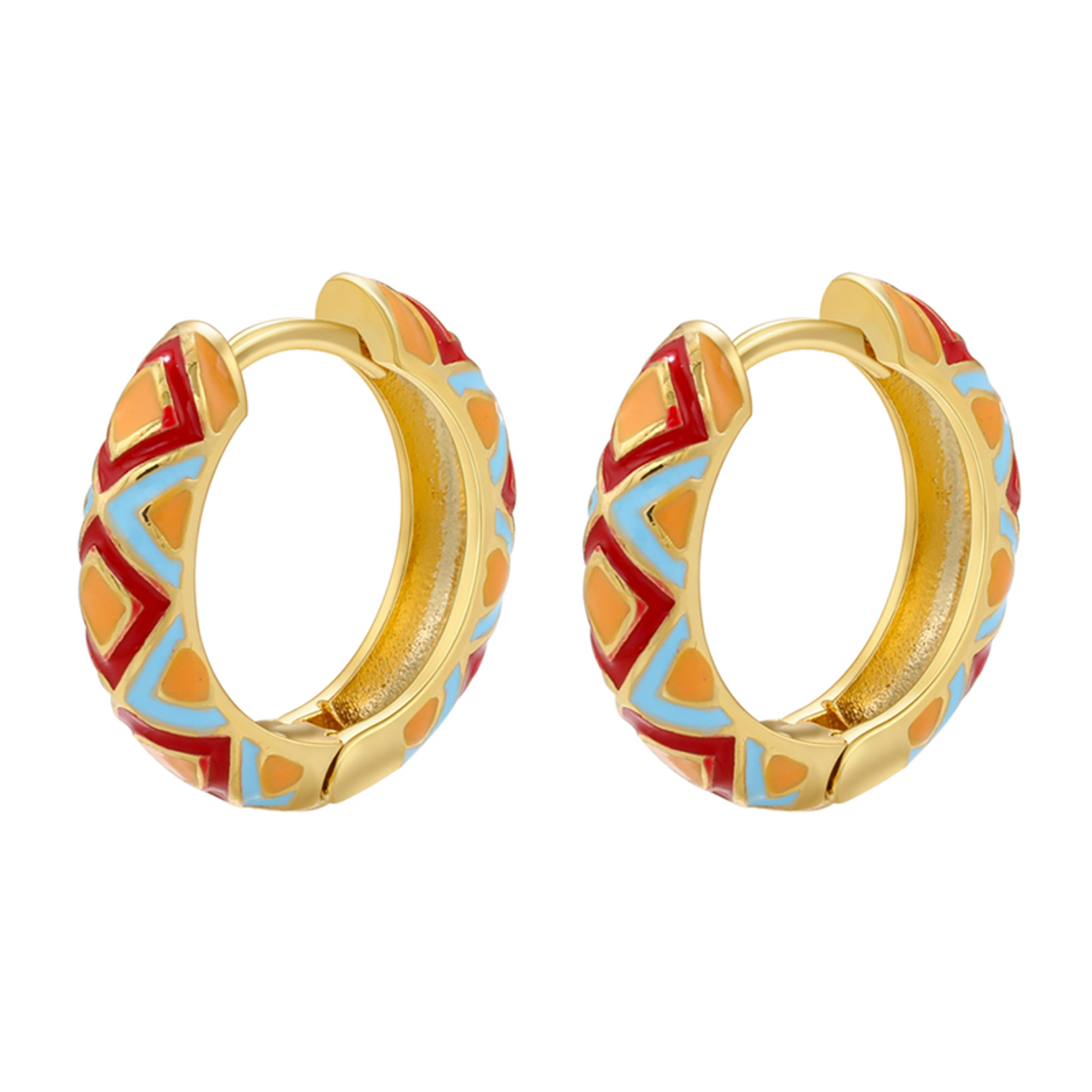 Elegant Geometric Hoop Earrings Gold Plated Enamel Small Hoop Earrings For Women 6