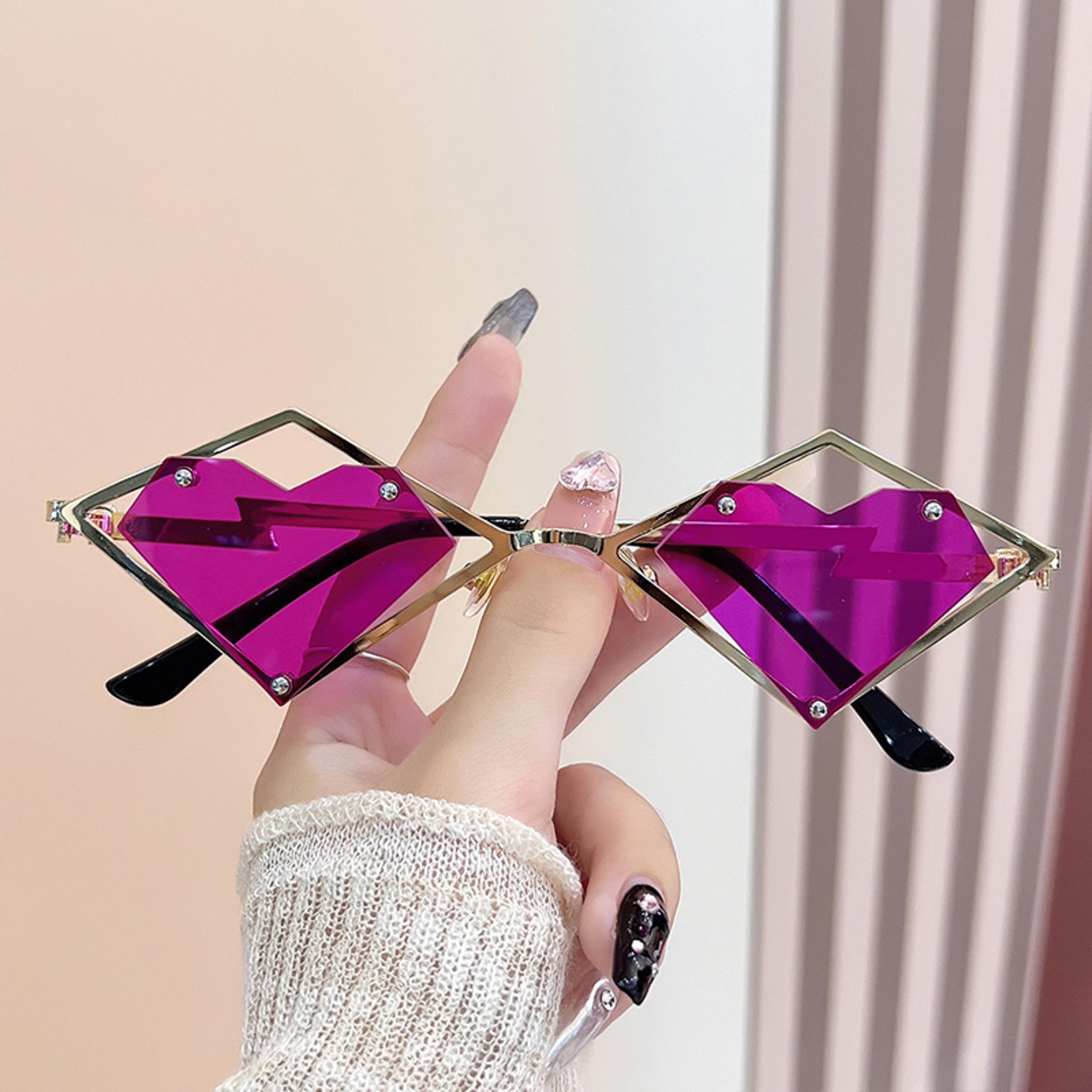 Heart Rimless Sunglasses UV Gradient Heart Shaped Sunglasses For Women  Men 5