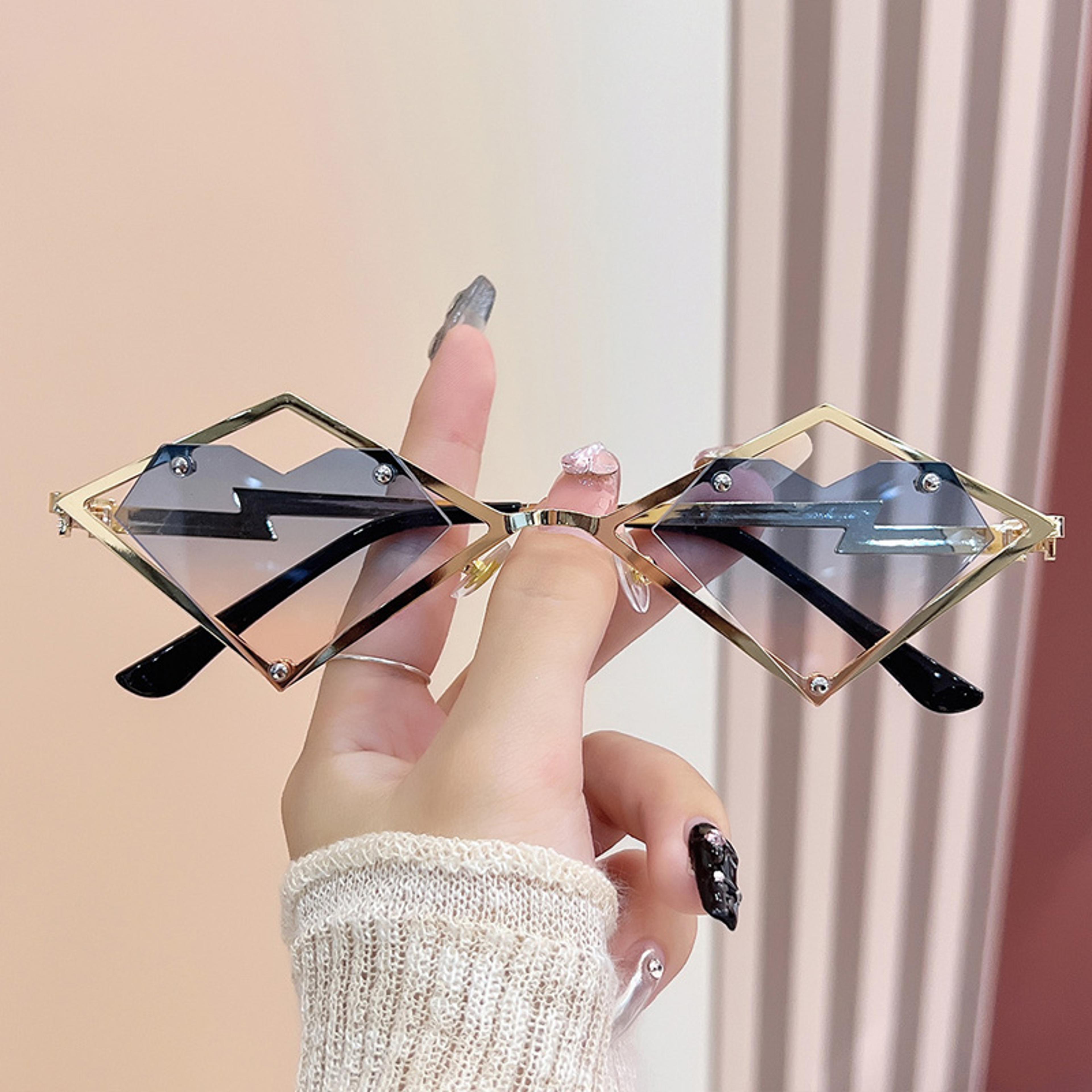 Heart Rimless Sunglasses UV Gradient Heart Shaped Sunglasses For Women  Men 6