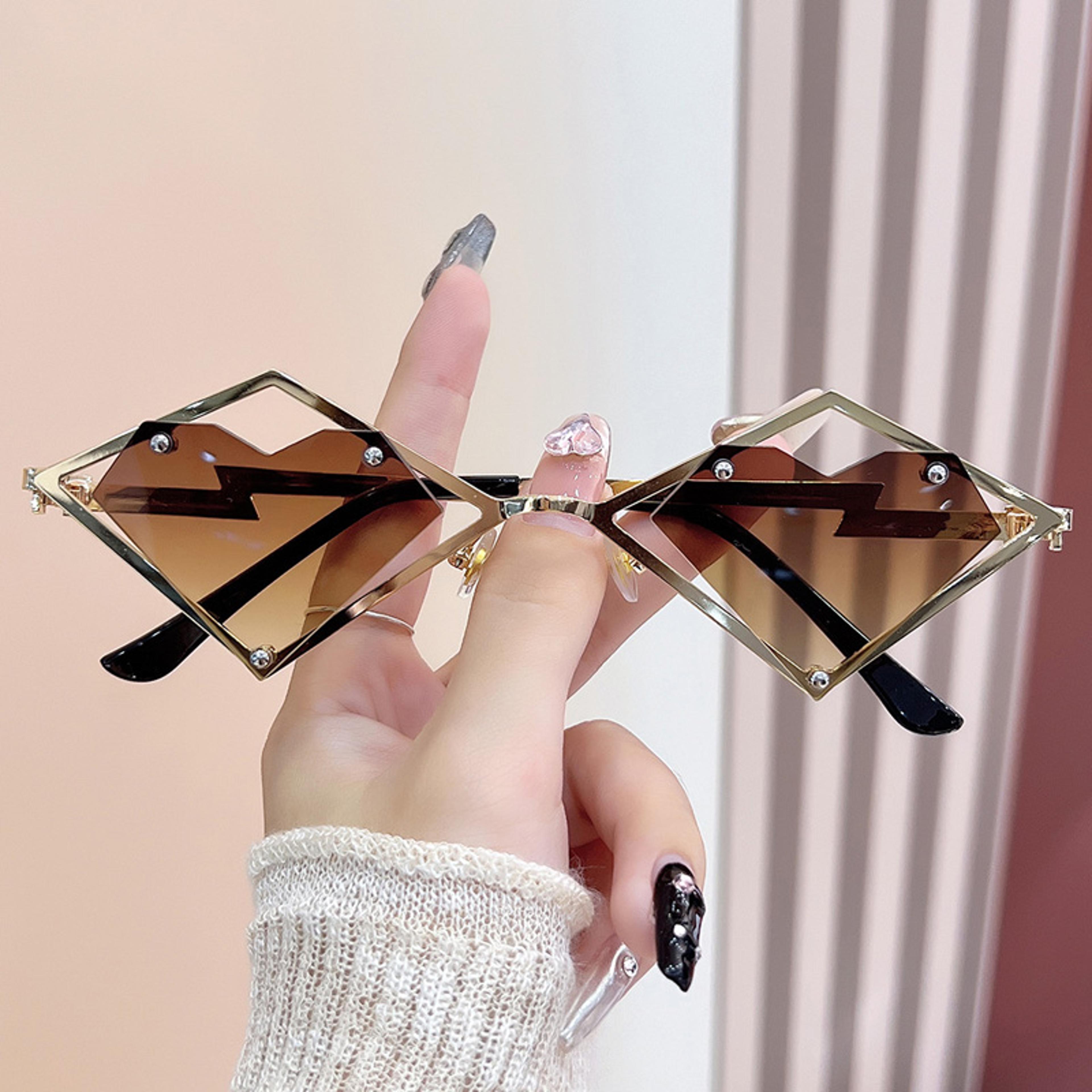 Heart Rimless Sunglasses UV Gradient Heart Shaped Sunglasses For Women  Men 7