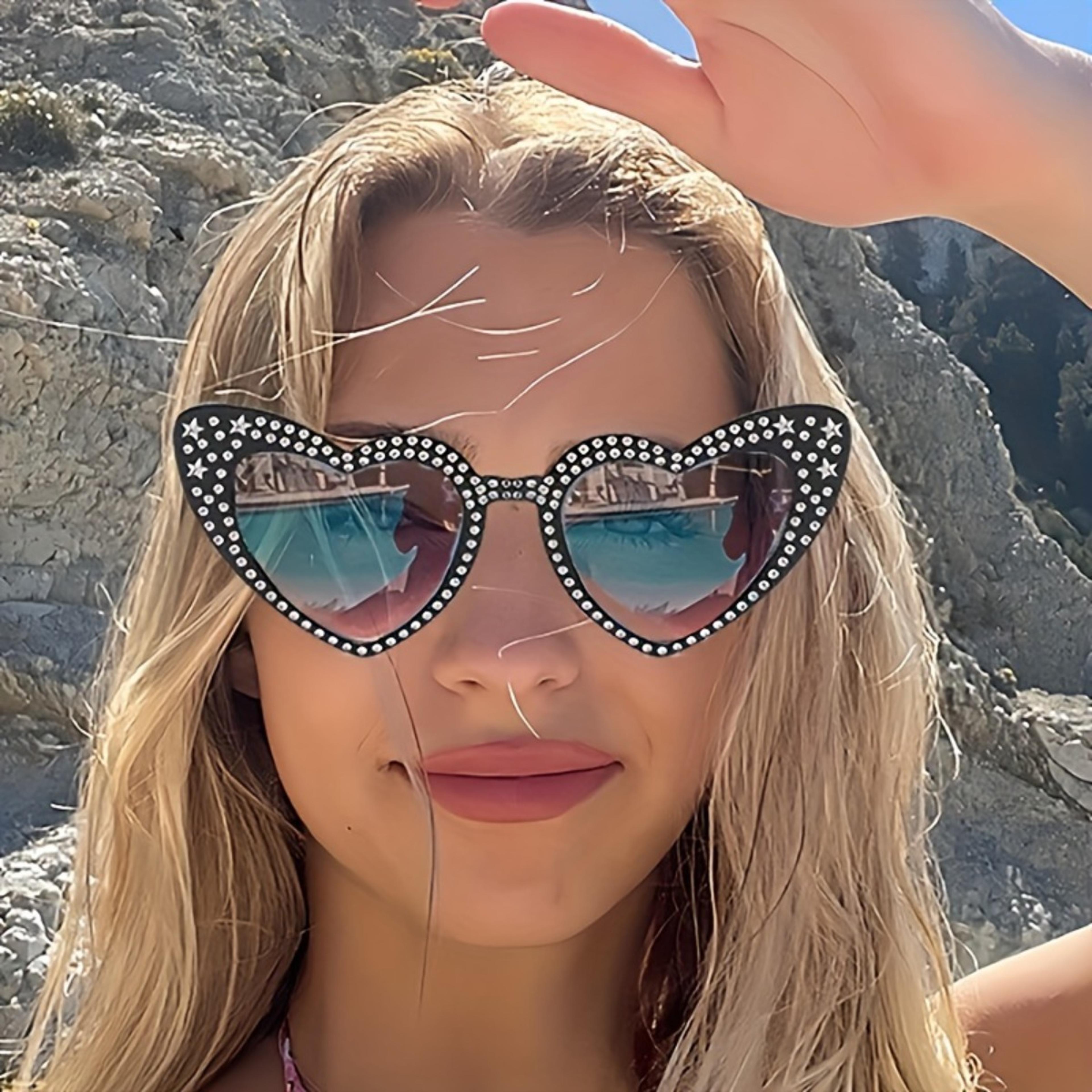 Star  Heart Shaped Heart Shaped Sunglasses For Women Vintage Party Beach Eyewear 1