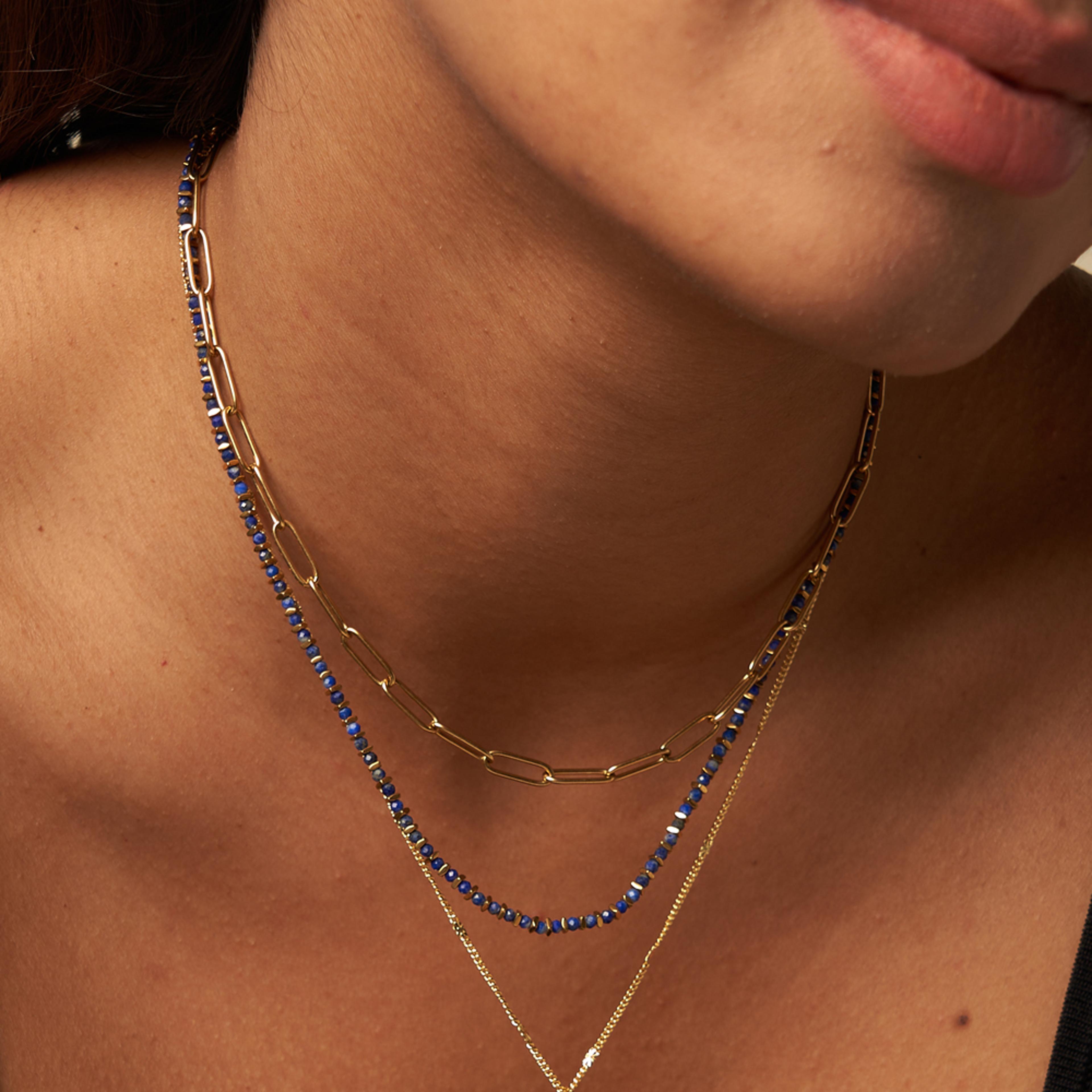 Vintage Natural Stone Necklace Handmade Boho Beaded Choker With Gold Plated Stainless Steel Chain 5