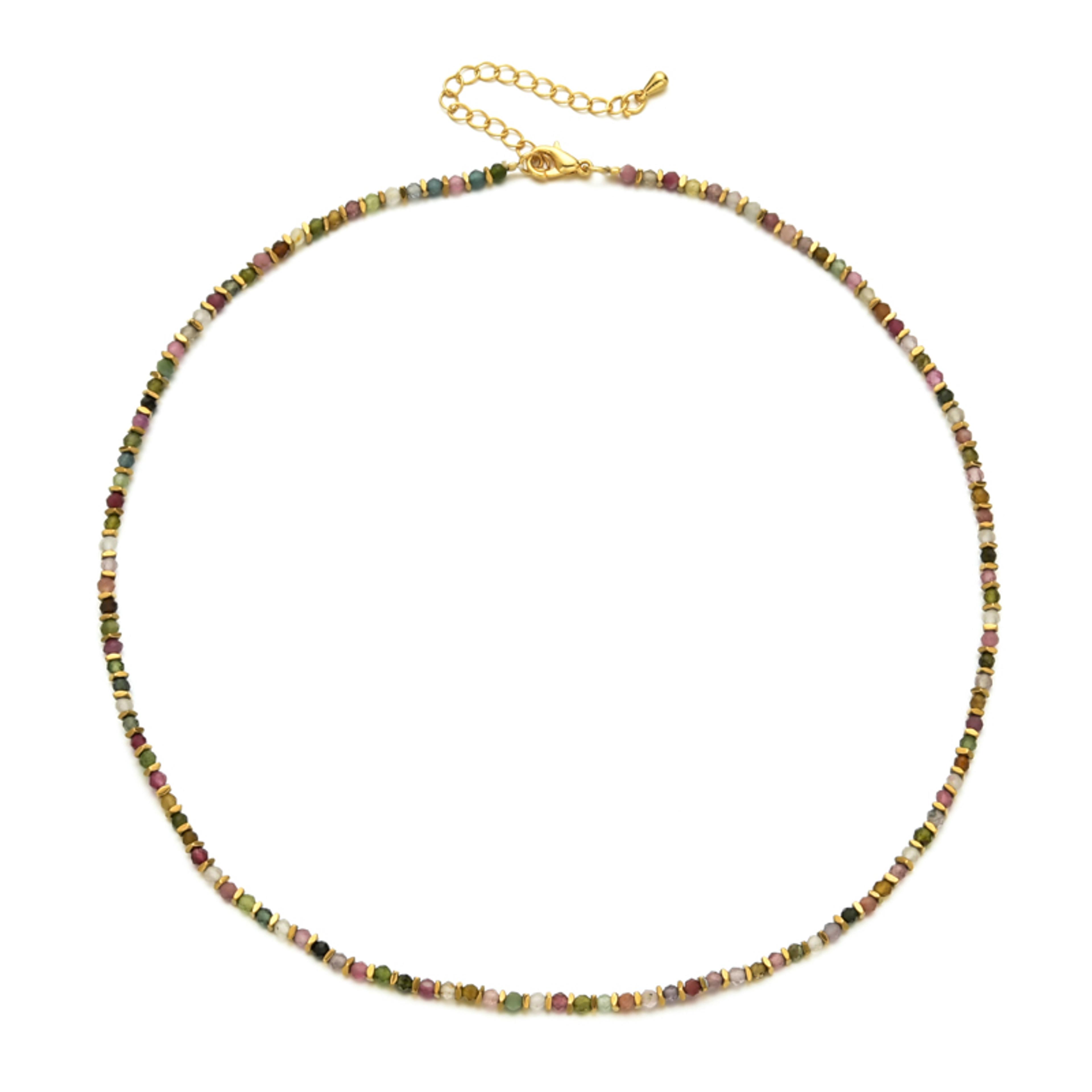 Vintage Natural Stone Necklace Handmade Boho Beaded Choker With Gold Plated Stainless Steel Chain 9