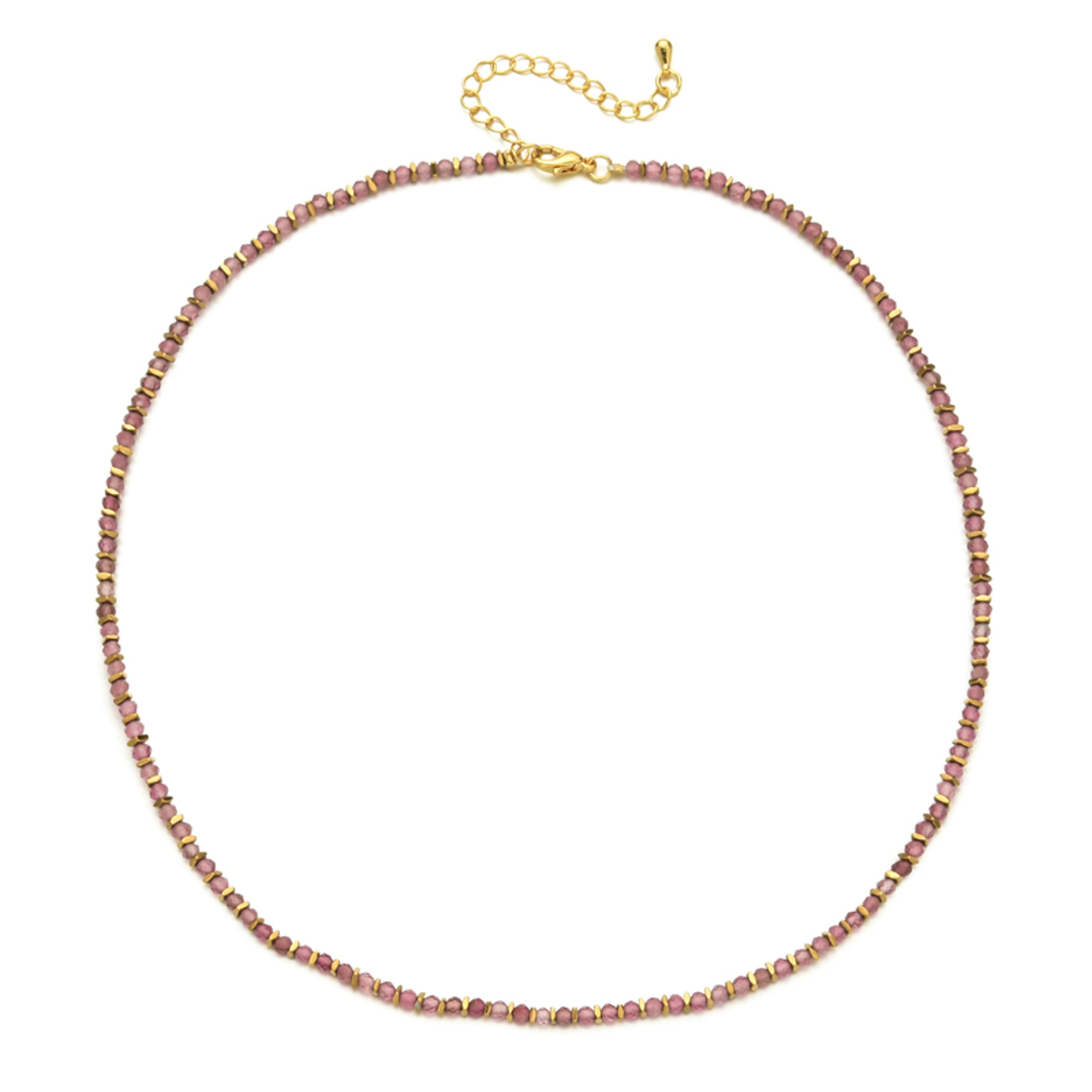 Vintage Natural Stone Necklace Handmade Boho Beaded Choker With Gold Plated Stainless Steel Chain 11