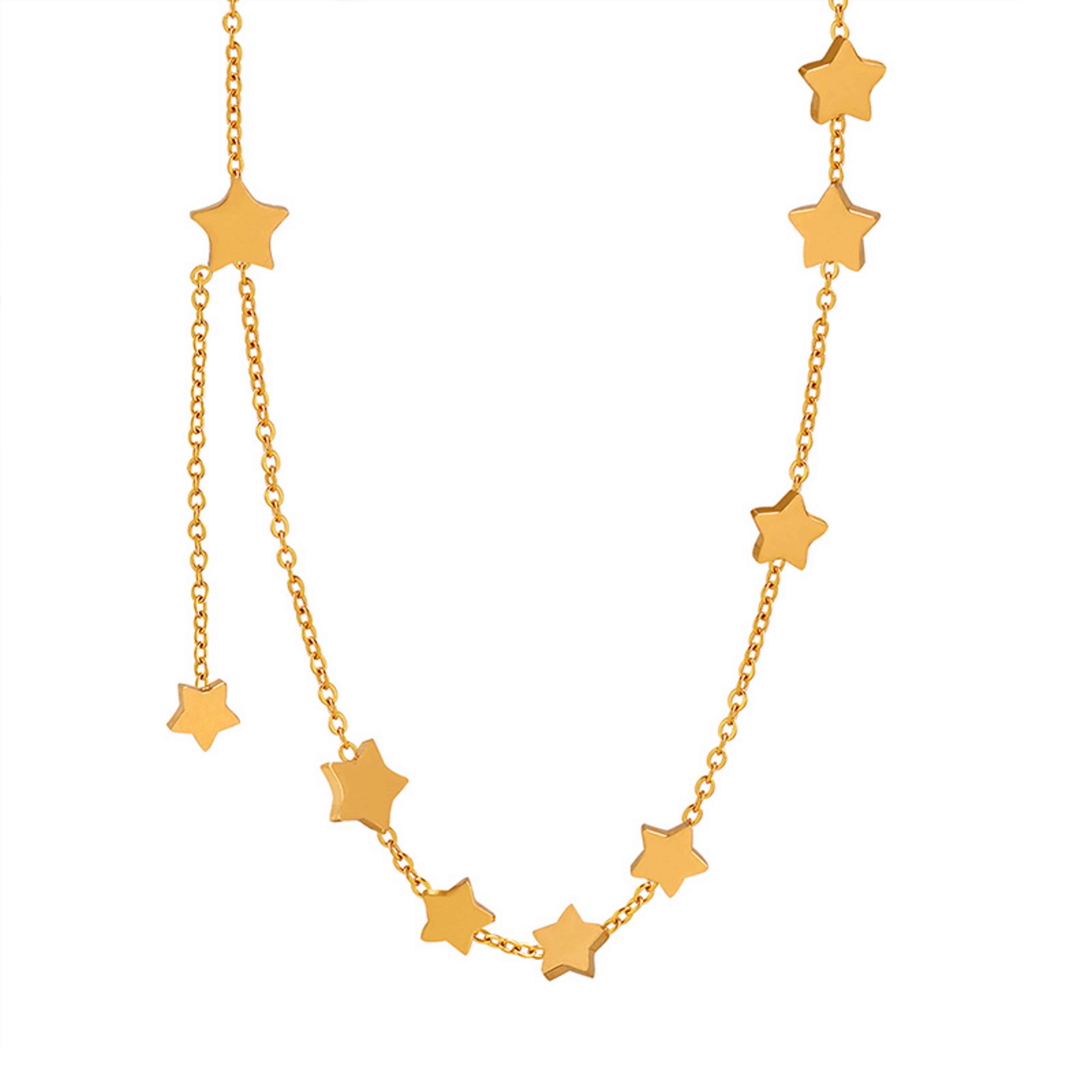 Celestial Star Charm Necklace In Gold Plated Stainless Steel For Women 5