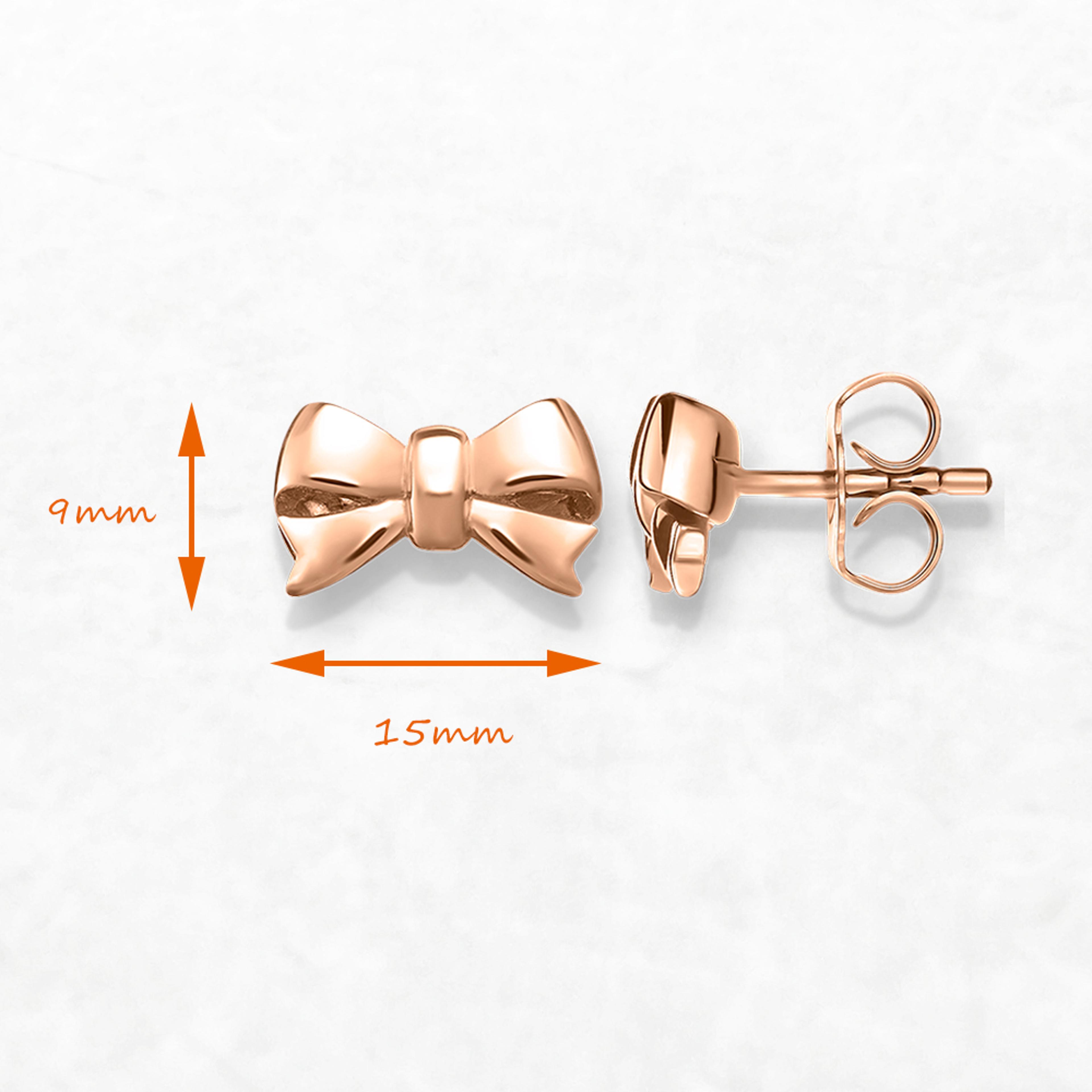 Stud Earrings Bow Style Fine Jewelry For Women Cute Gift In Sterling Silver 4
