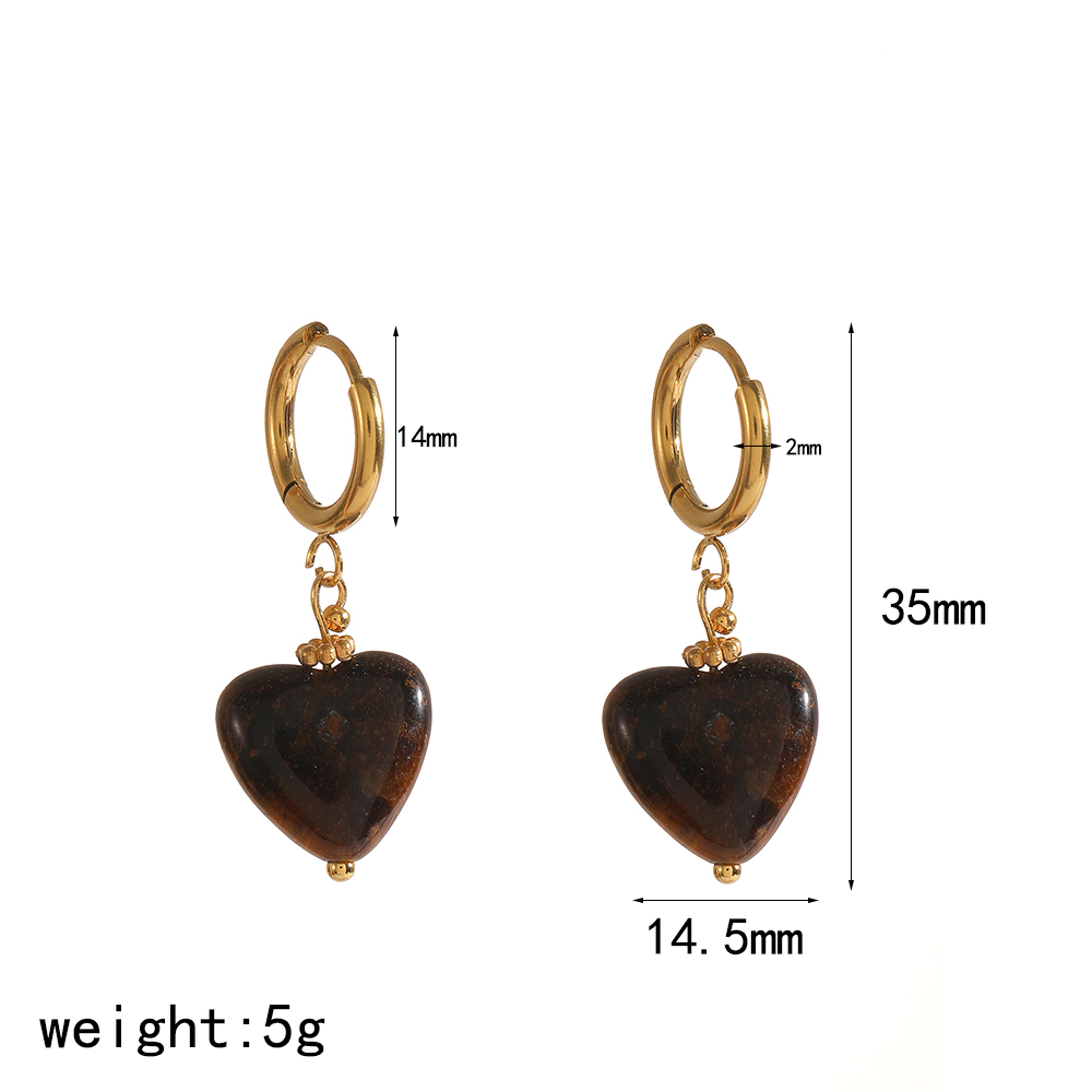 Natural Tiger Eye Earrings In Gold Plated Stainless Steel For Women 5