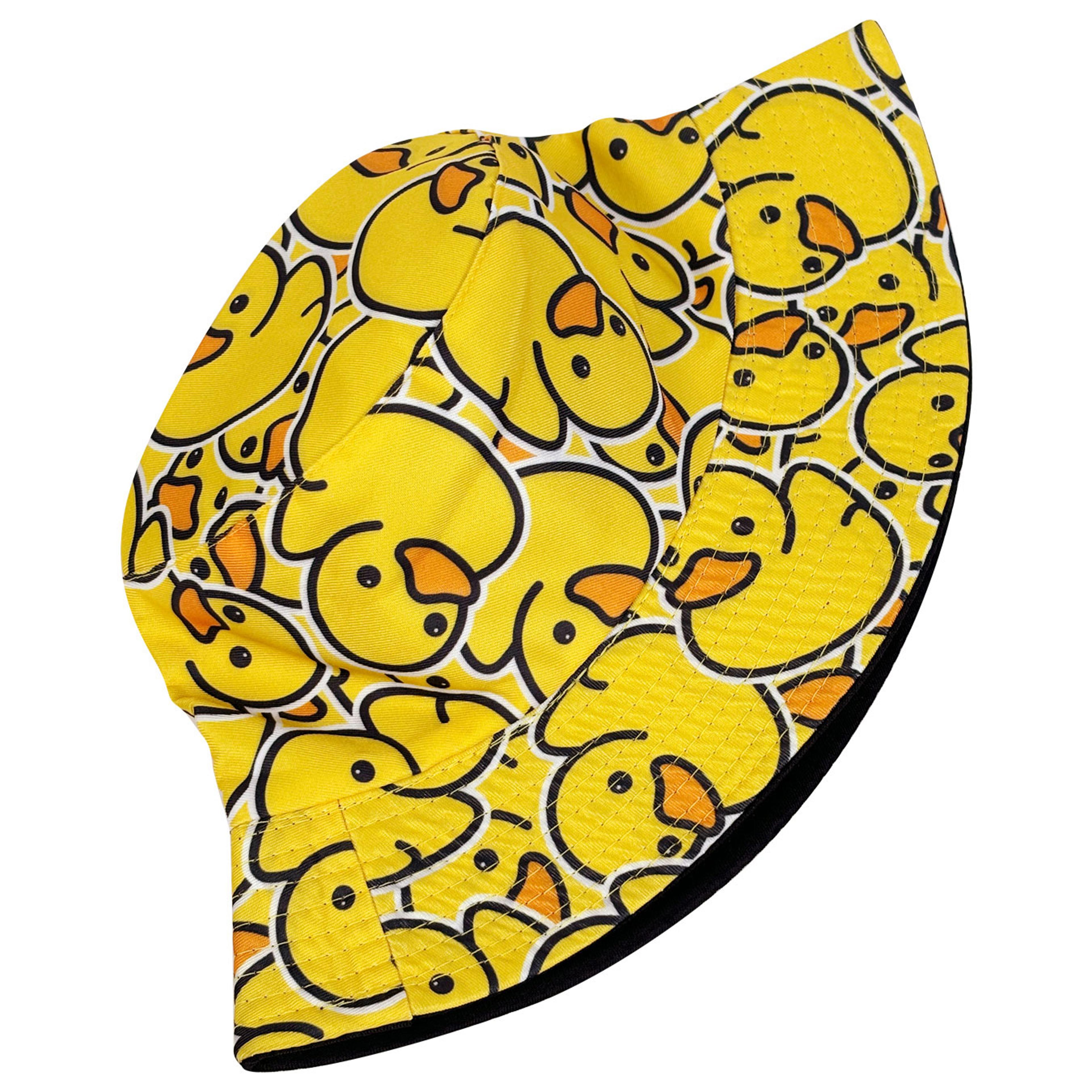 Reversible Cartoon Duck Bucket Hat Foldable Lightweight Unisex Sun Protection Hat For Beach  Travel 4