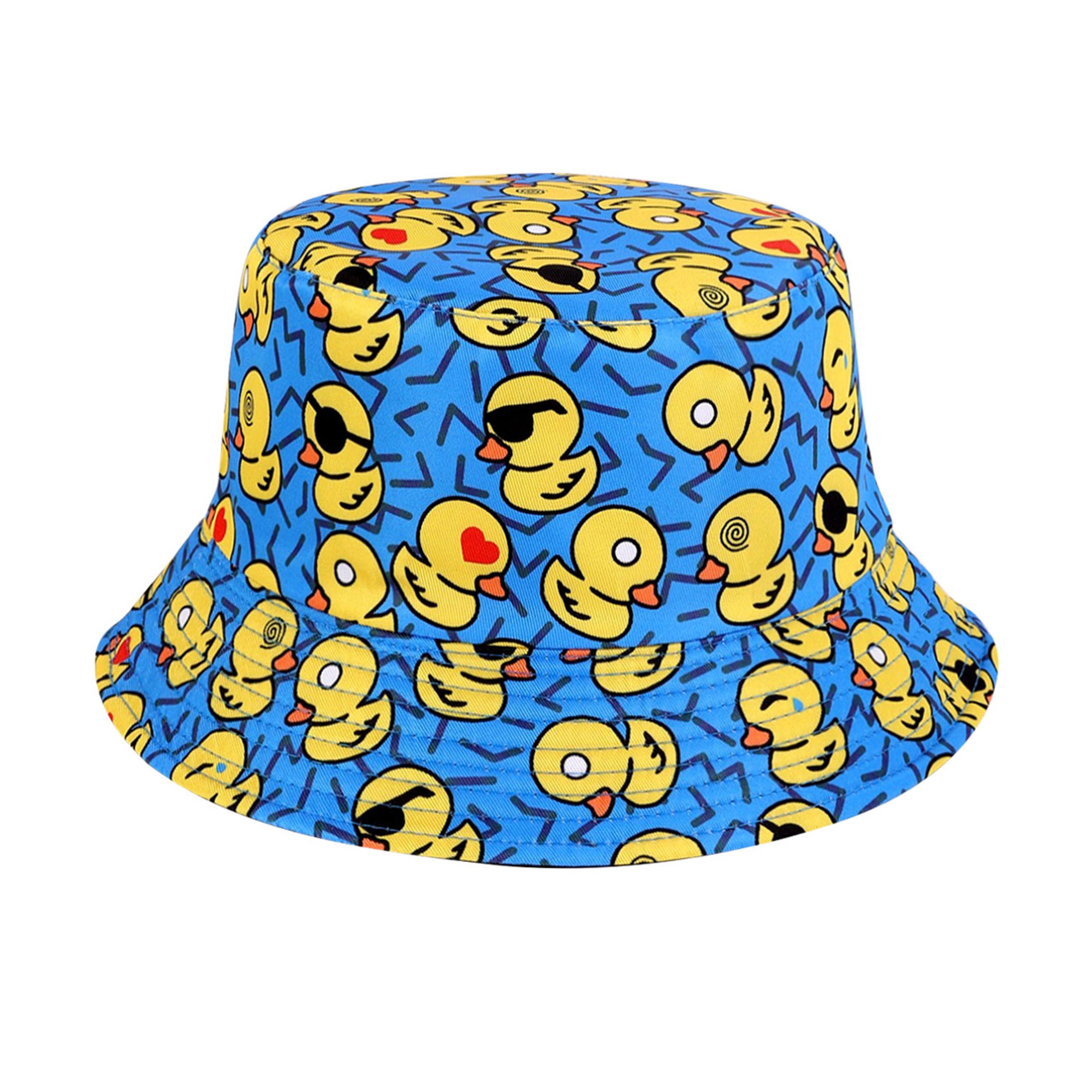 Reversible Cartoon Duck Bucket Hat Foldable Lightweight Unisex Sun Protection Hat For Beach  Travel 6