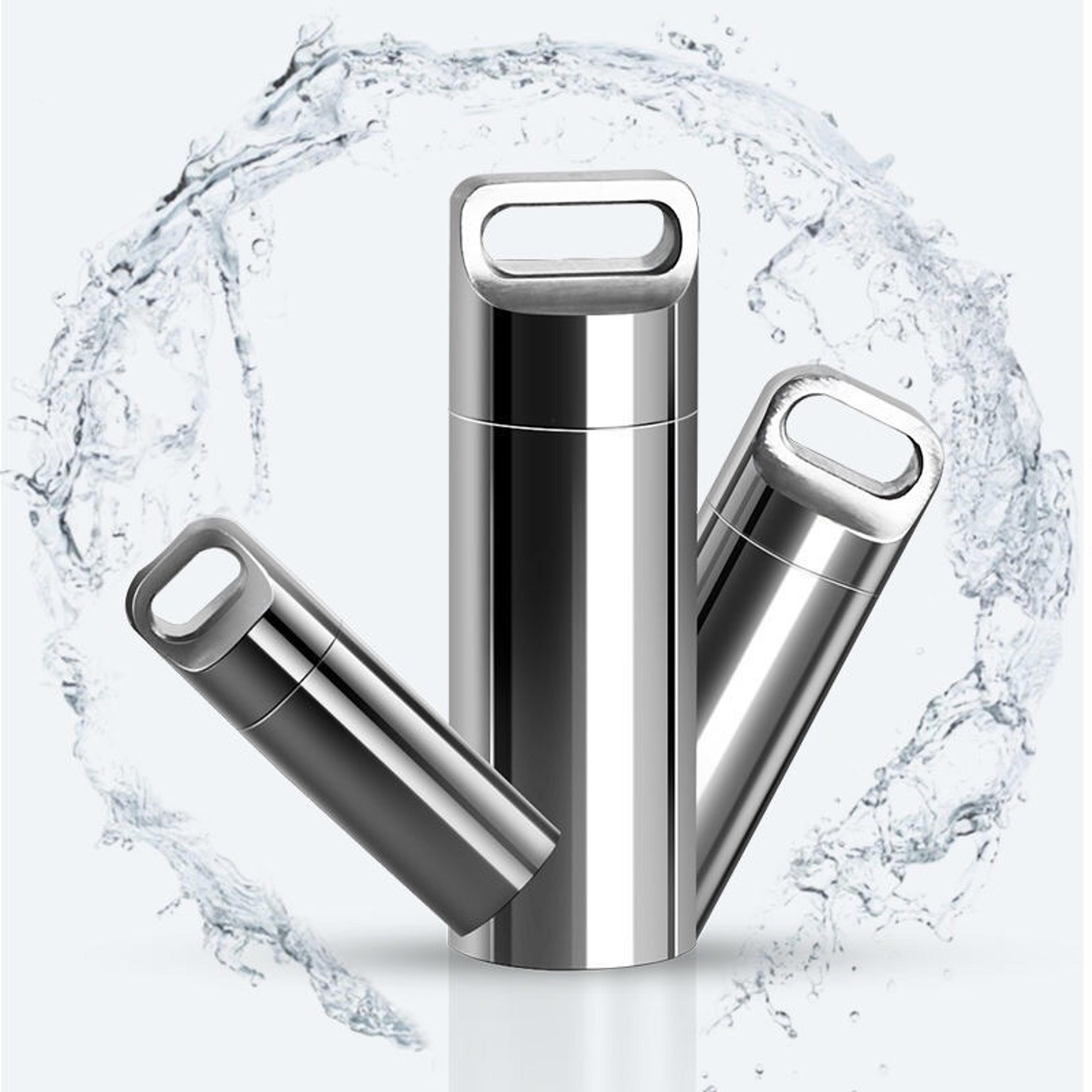 Portable Waterproof Pill Container Stainless Steel EDC Survival Capsule For Travel Camping  Emergen 2