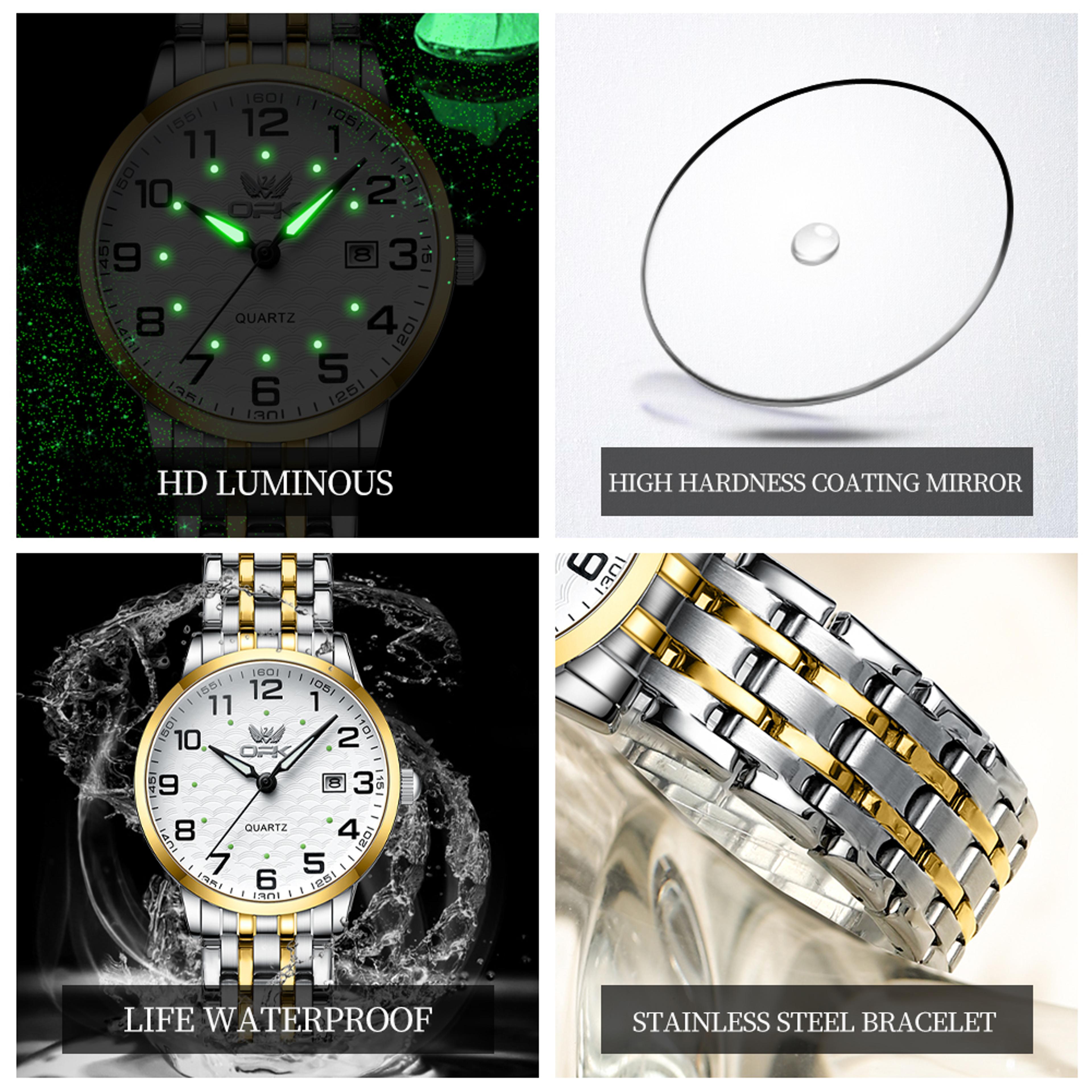 Womens Quartz Watch With Stainless Steel Watch Band  Date Display Waterproof Dress Watch 3