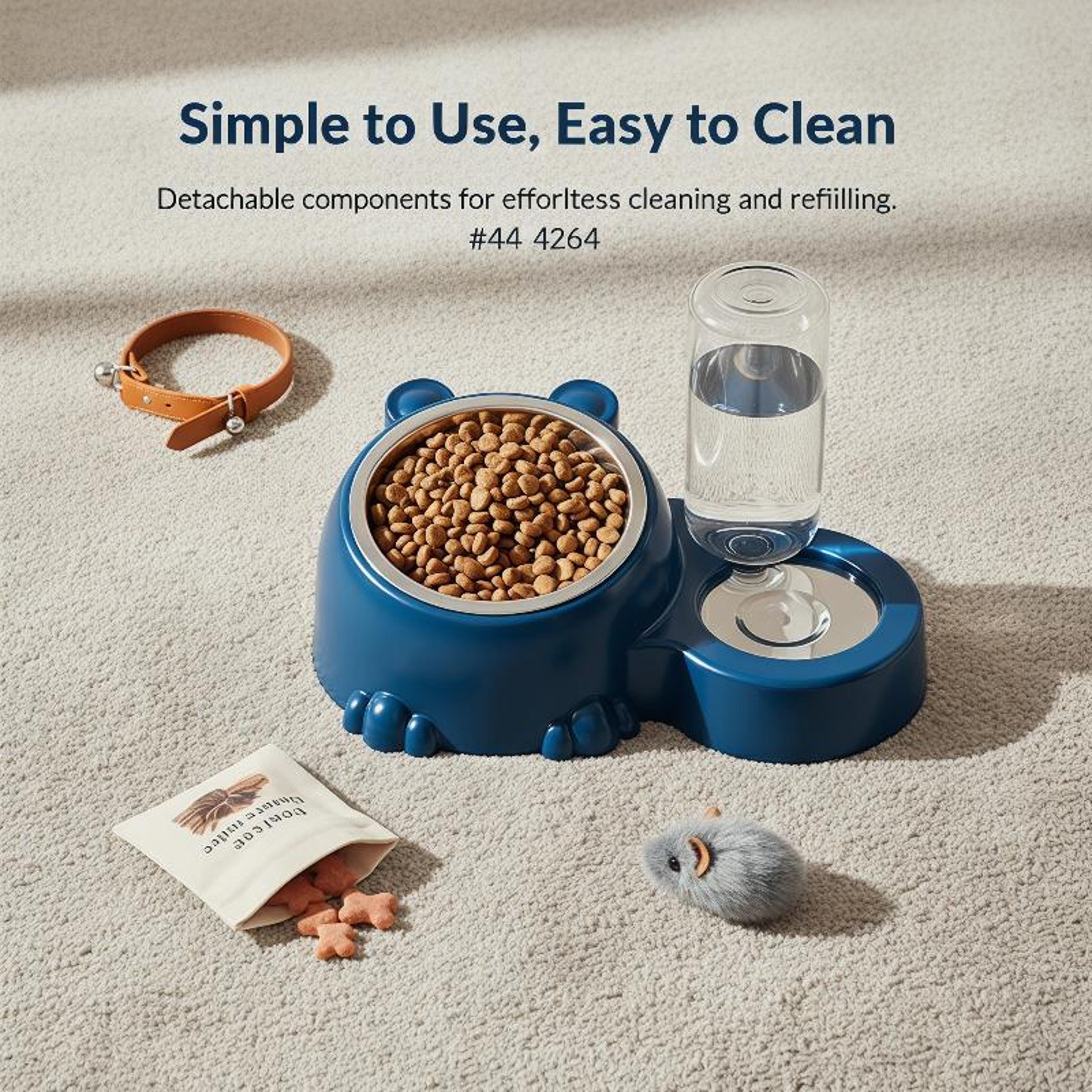 Automatic Pet Water Feeder  Elevated Cat Bowl With Tilted Stainless Steel Food Dish 4