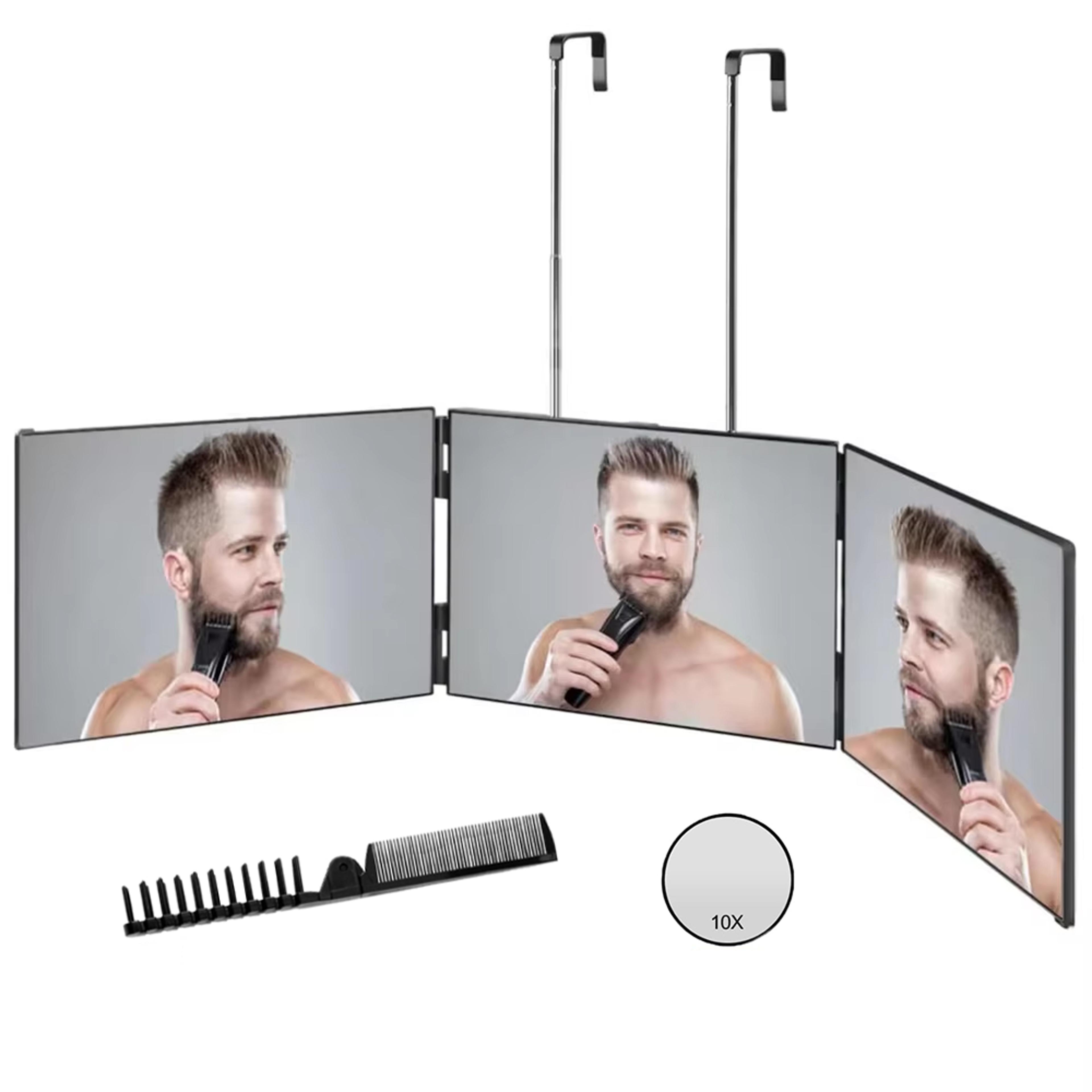 Way Mirror Trifold Vanity Mirror With Adjustable Hook For Hair Cutting  Makeup 8