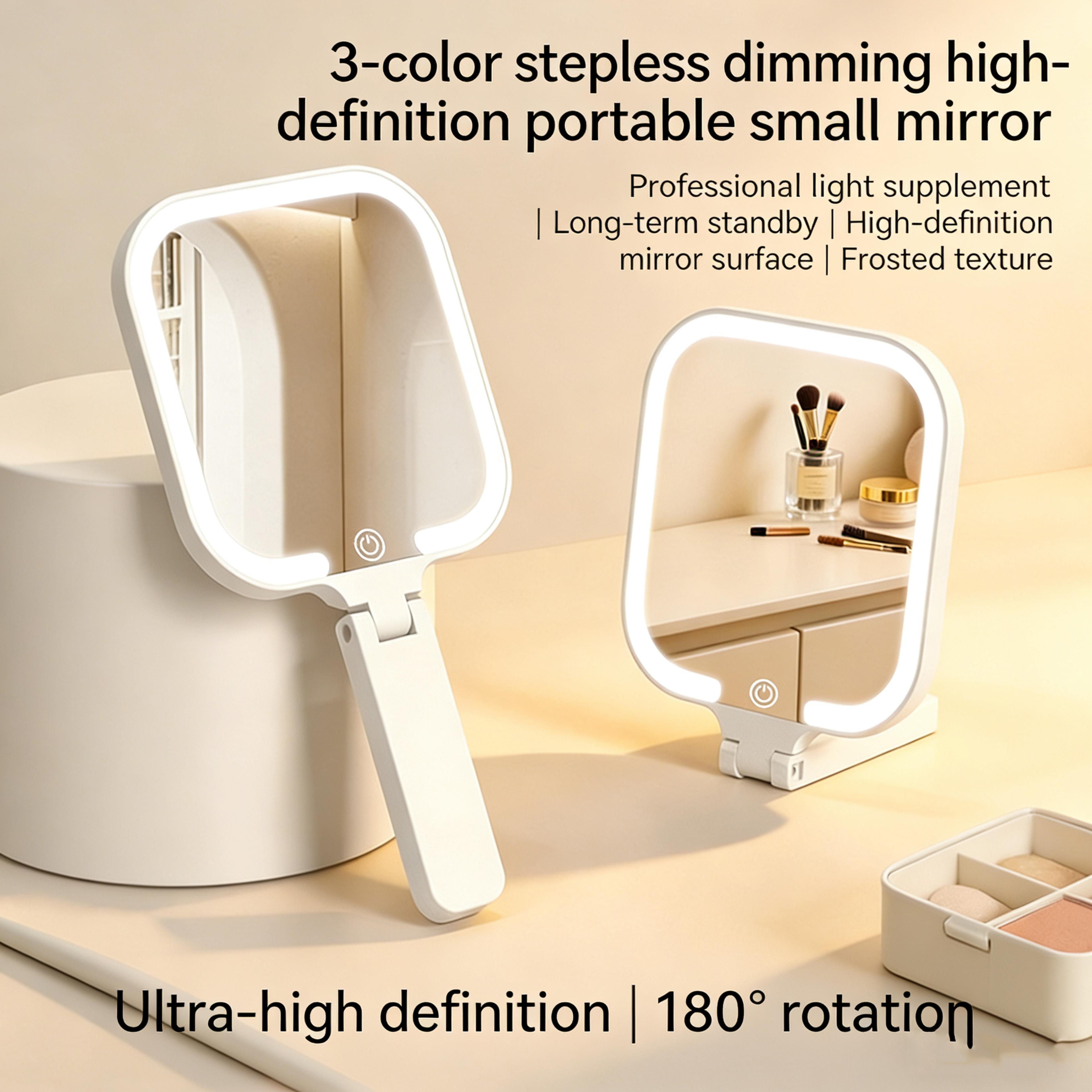 LED Makeup Mirror Rechargeable Portable Vanity Mirror With Touch Control  180 Foldable Stand 0