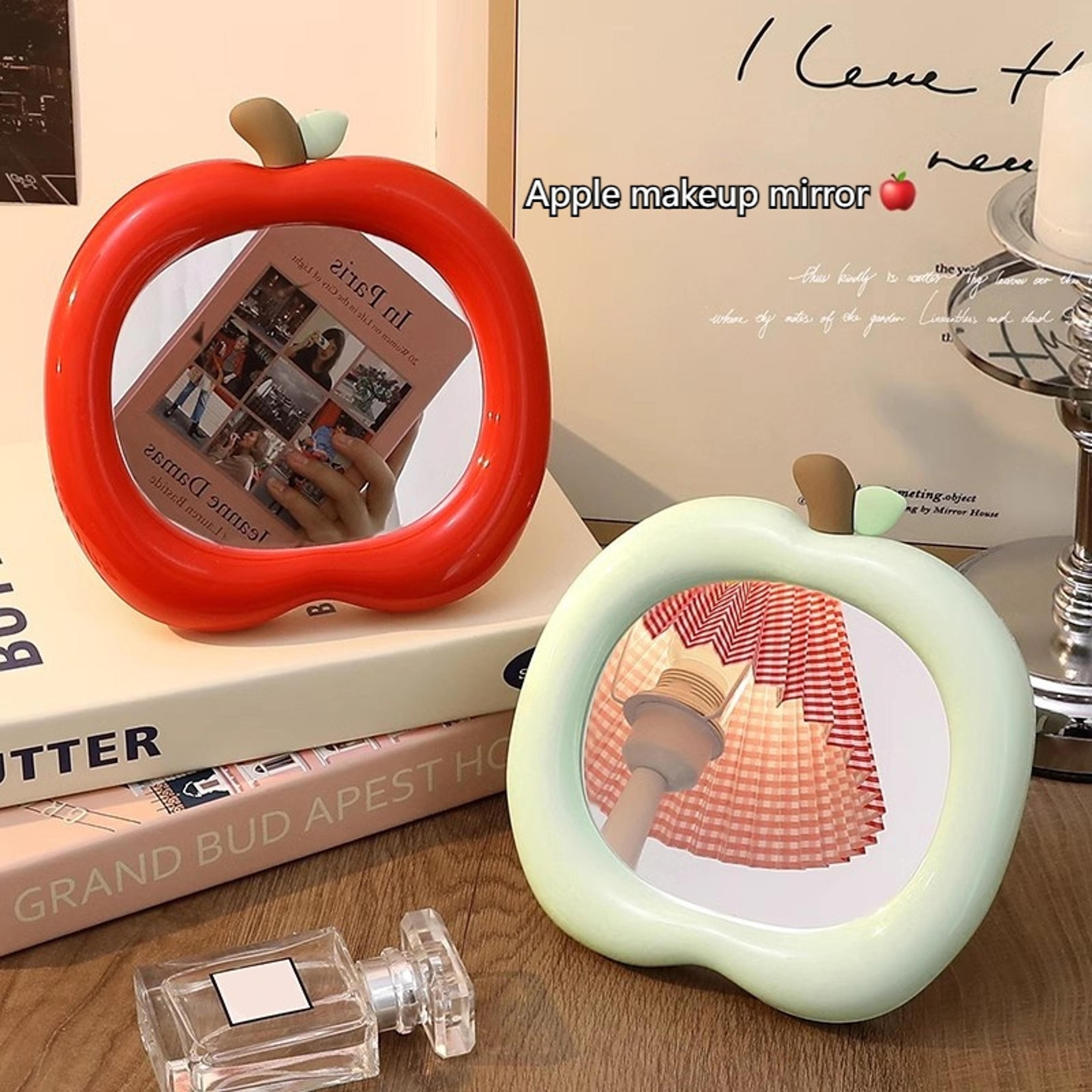 apple makeup mirror cute desktop vanity mirror with foldable stand for bedroom dorm room decor