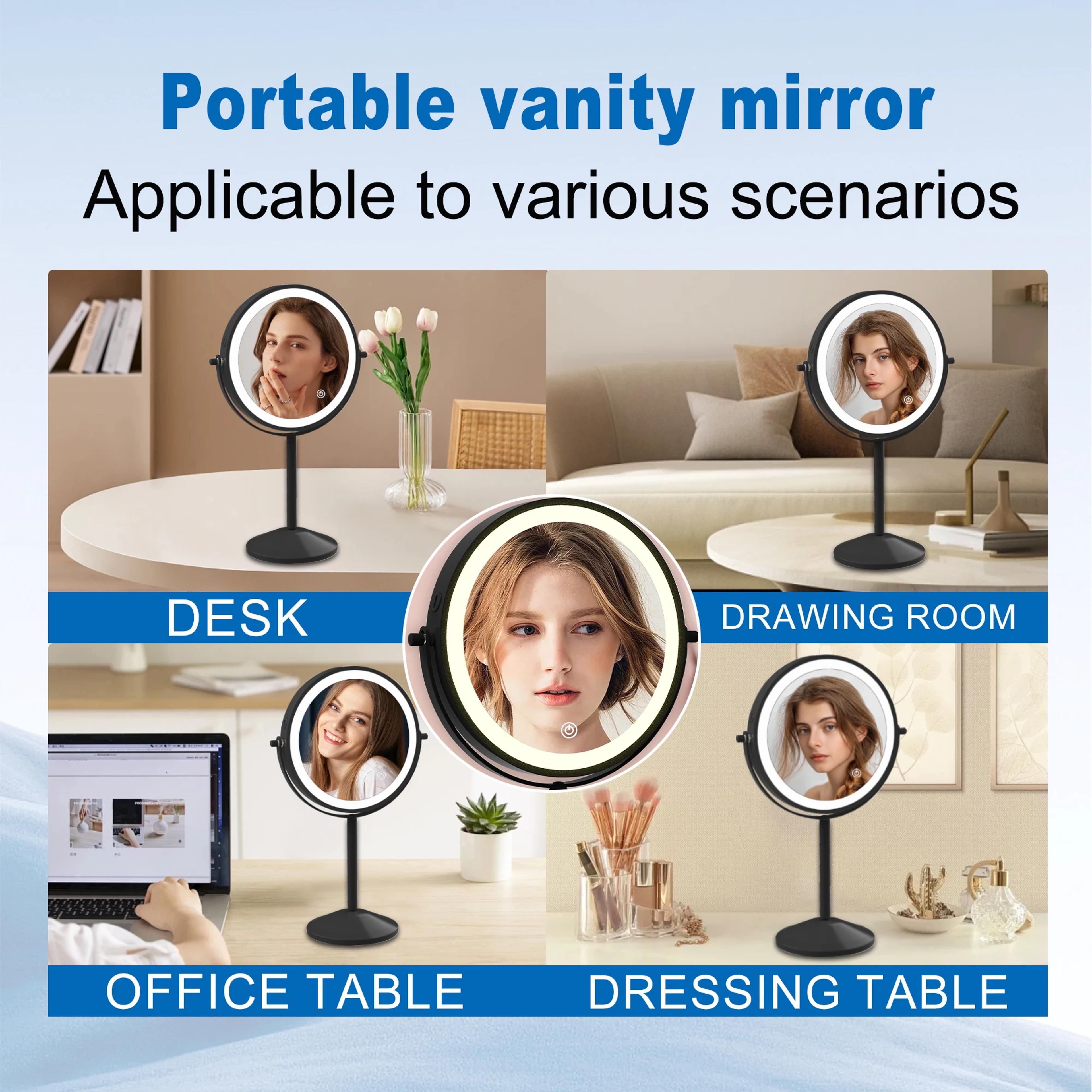 Lighted Makeup Mirror With Magnifying Mirror Rechargeable LED Vanity Mirror 360 Double Sided 3