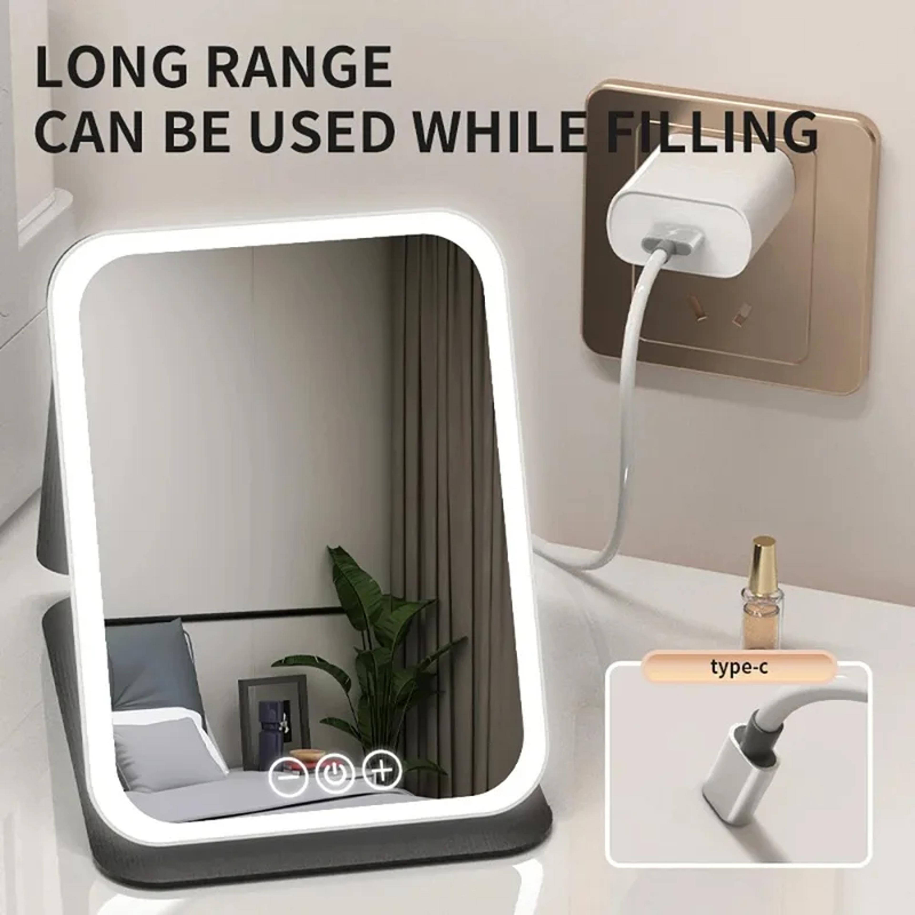 LED Makeup Mirror Rechargeable Touch Control Travel Vanity Mirror With Adjustable Lights 4