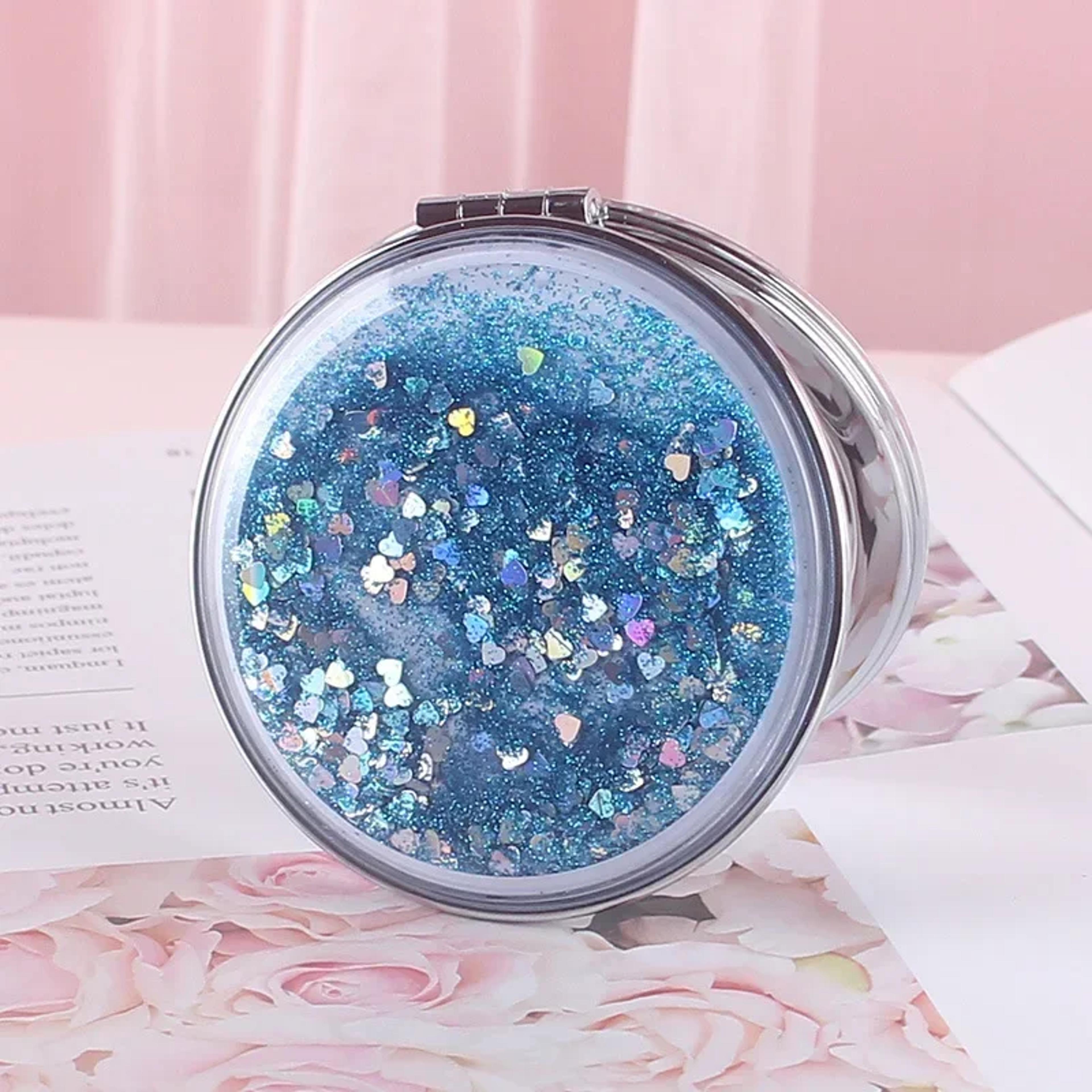 Flowing Sand Compact Pocket Mirror With 2X Magnifying DoubleSided Travel Makeup Mirror 7