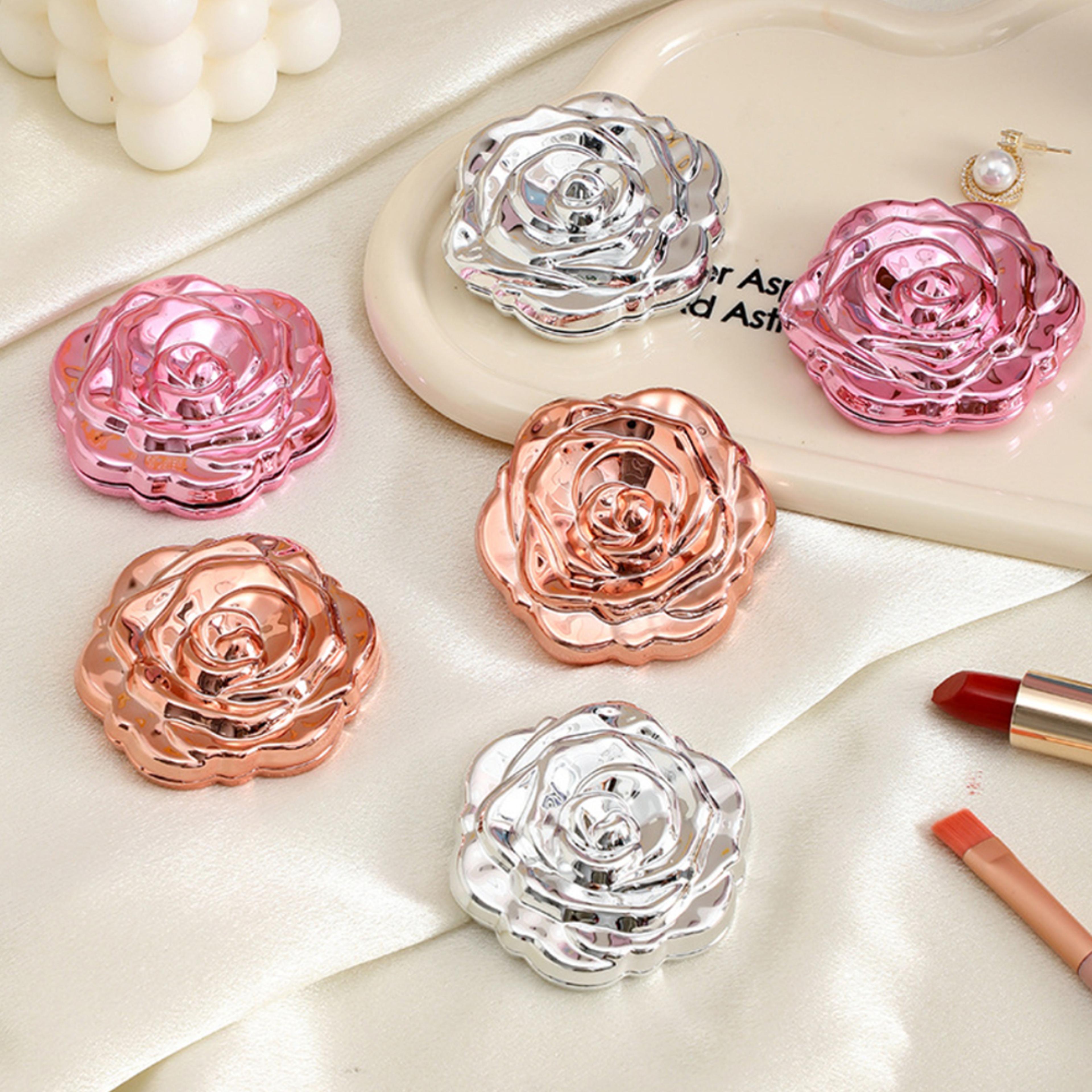 Double Sided Mirror Foldable Portable Makeup Mirror Rose Flower Mirror Exquisite For Pocket Handbag 1