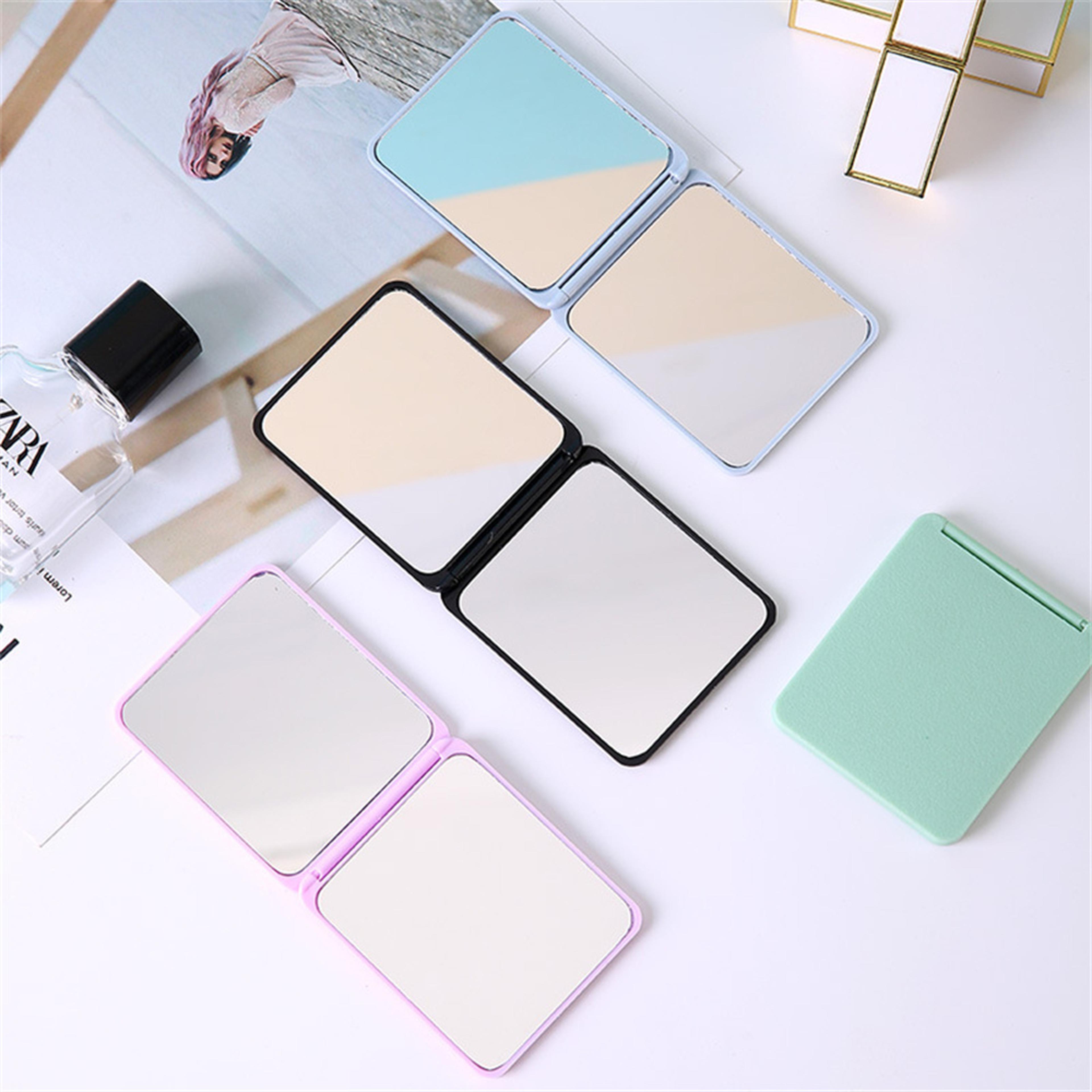 Portable Compact Makeup Mirror DoubleSided Folding Pocket Mirror For Travel Purse  Daily TouchUps 3