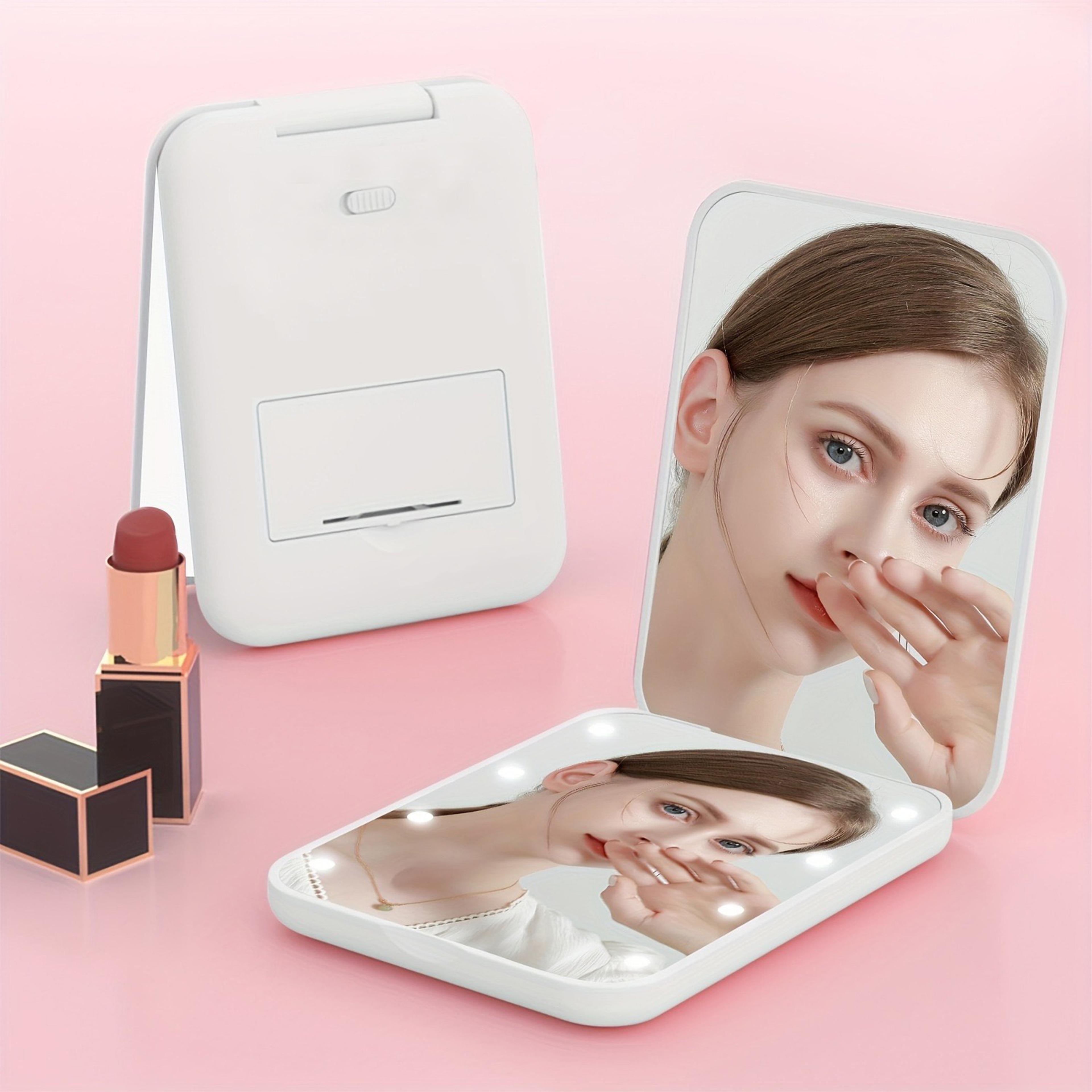 LED Compact Makeup Mirror With Light 3X Magnifying Travel Pocket Mirror Foldable Portable Vanity Mi 6