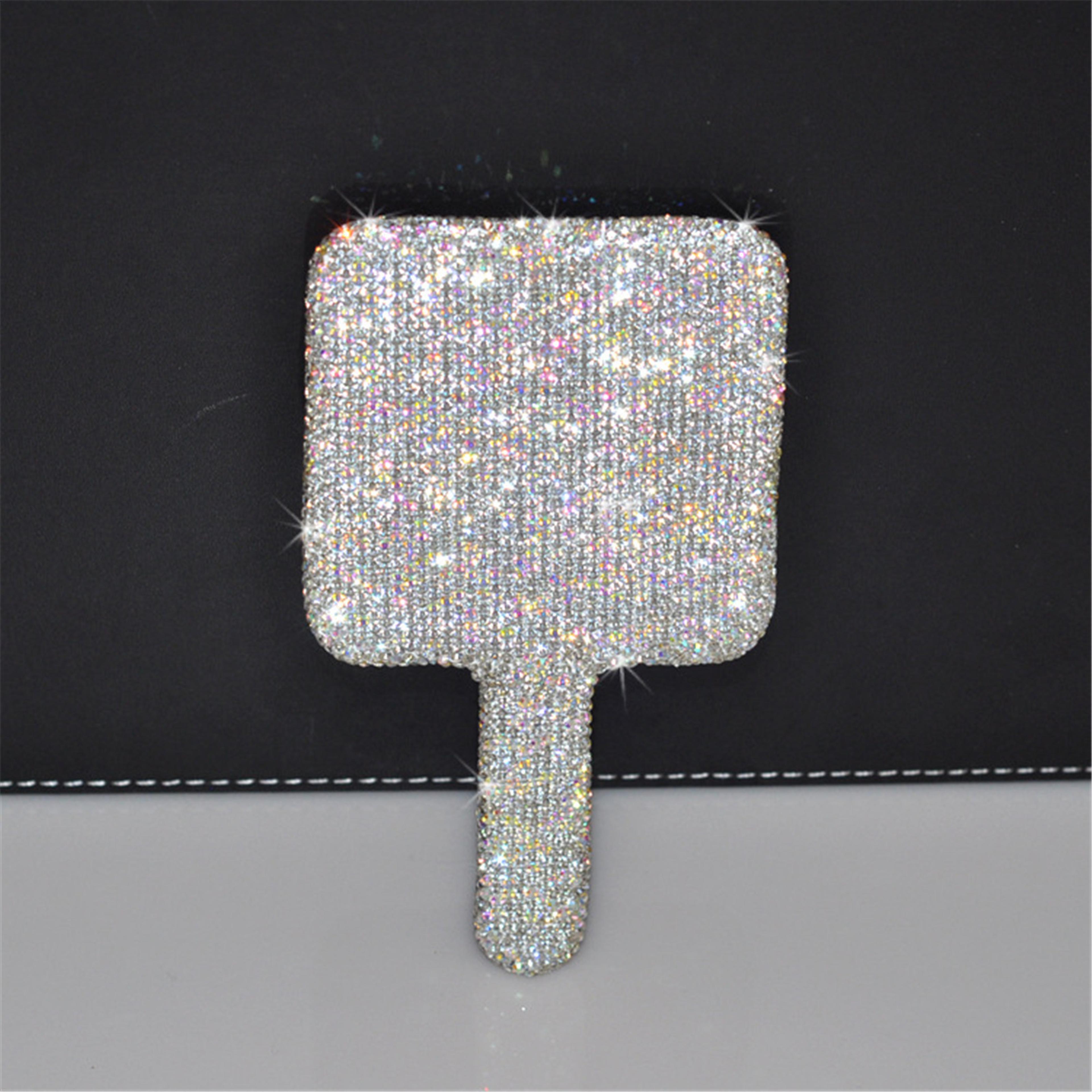 Luxury Handheld Makeup Mirror With Sparkling Rhinestone Handle Portable Vanity Mirror For Beauty To 2
