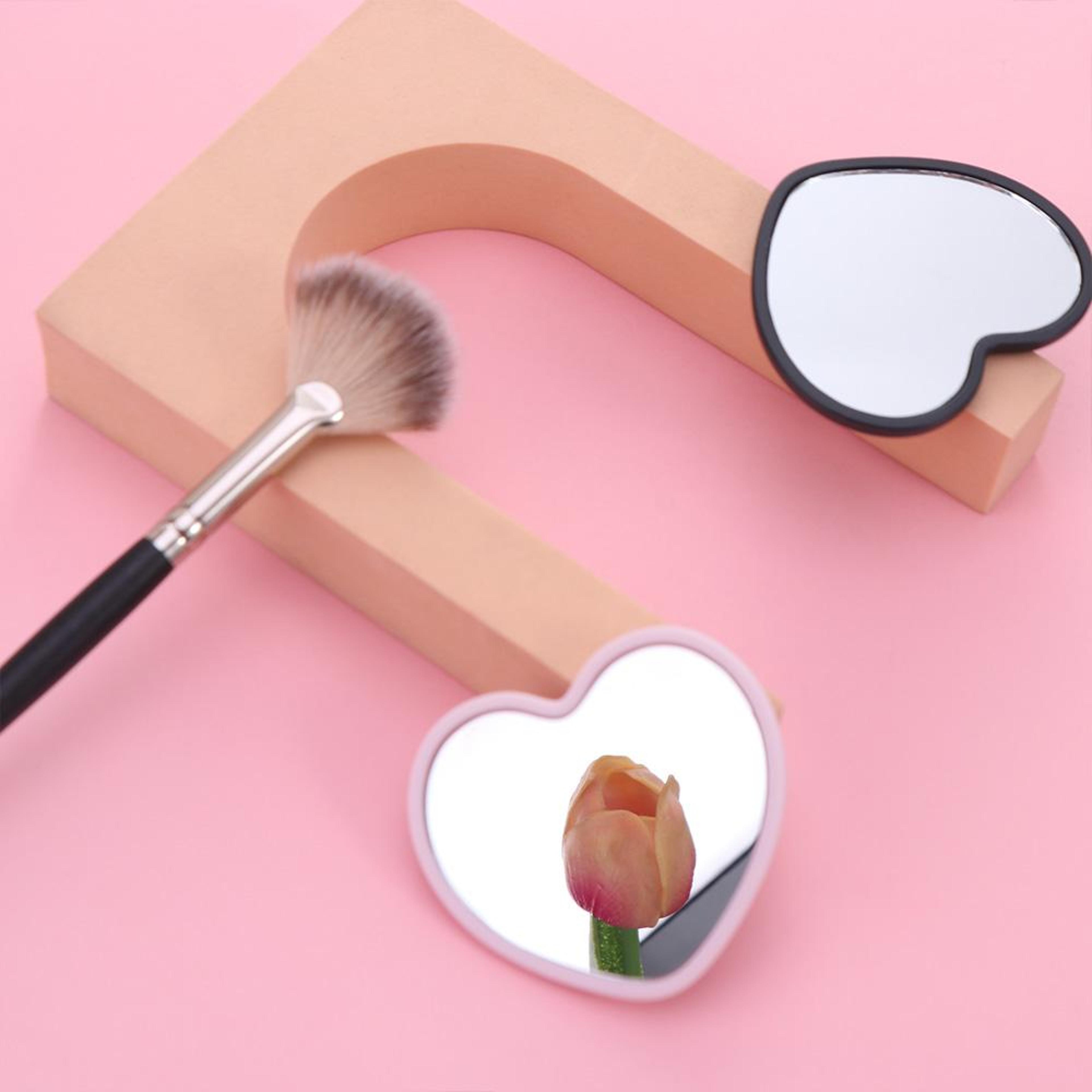 HeartShaped Handheld Mirror Portable Makeup Mirror Compact Vanity Mirror For Travel  Daily TouchUps 2