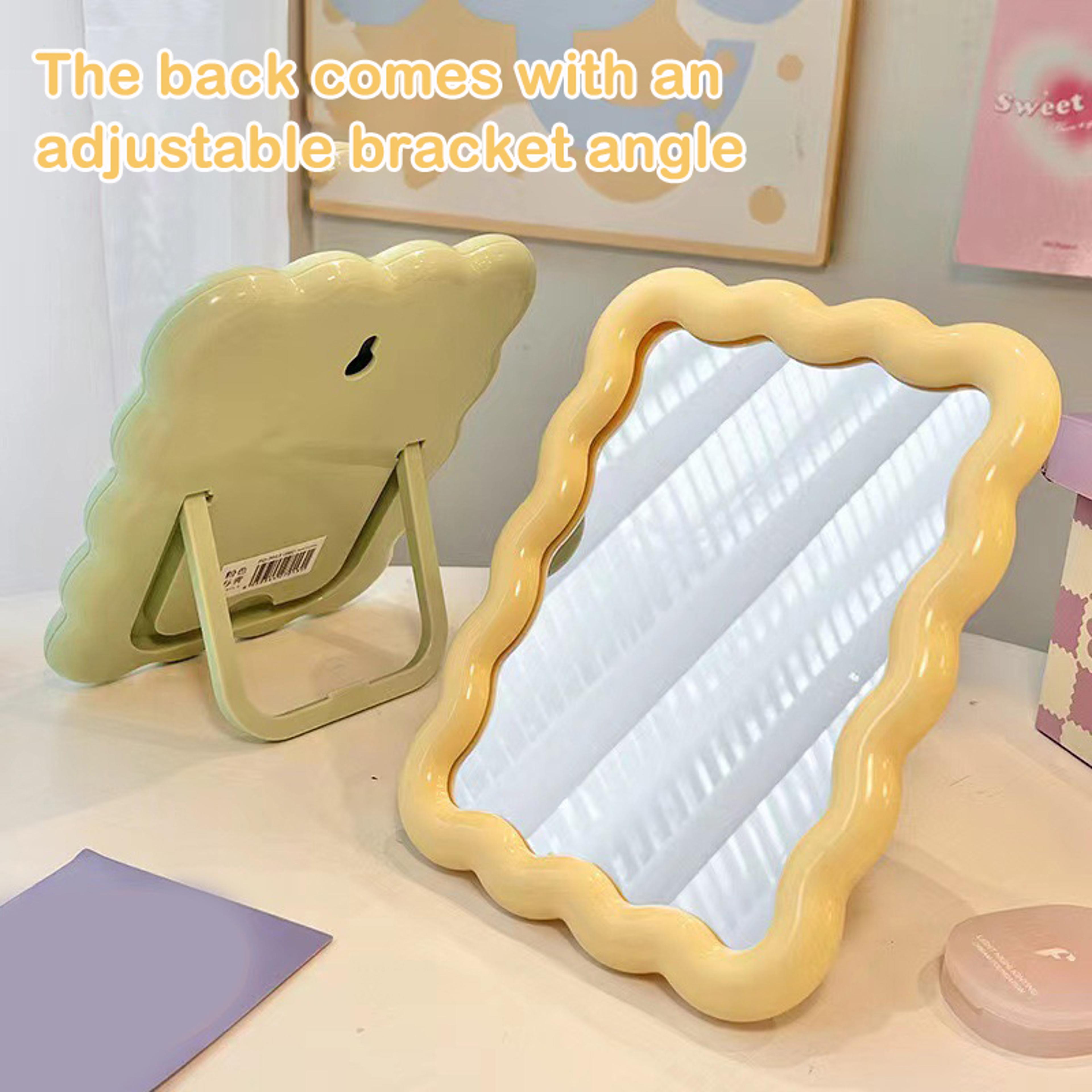 cute portable makeup mirror foldable desktop vanity mirror with stand for travel, home & daily touch-ups