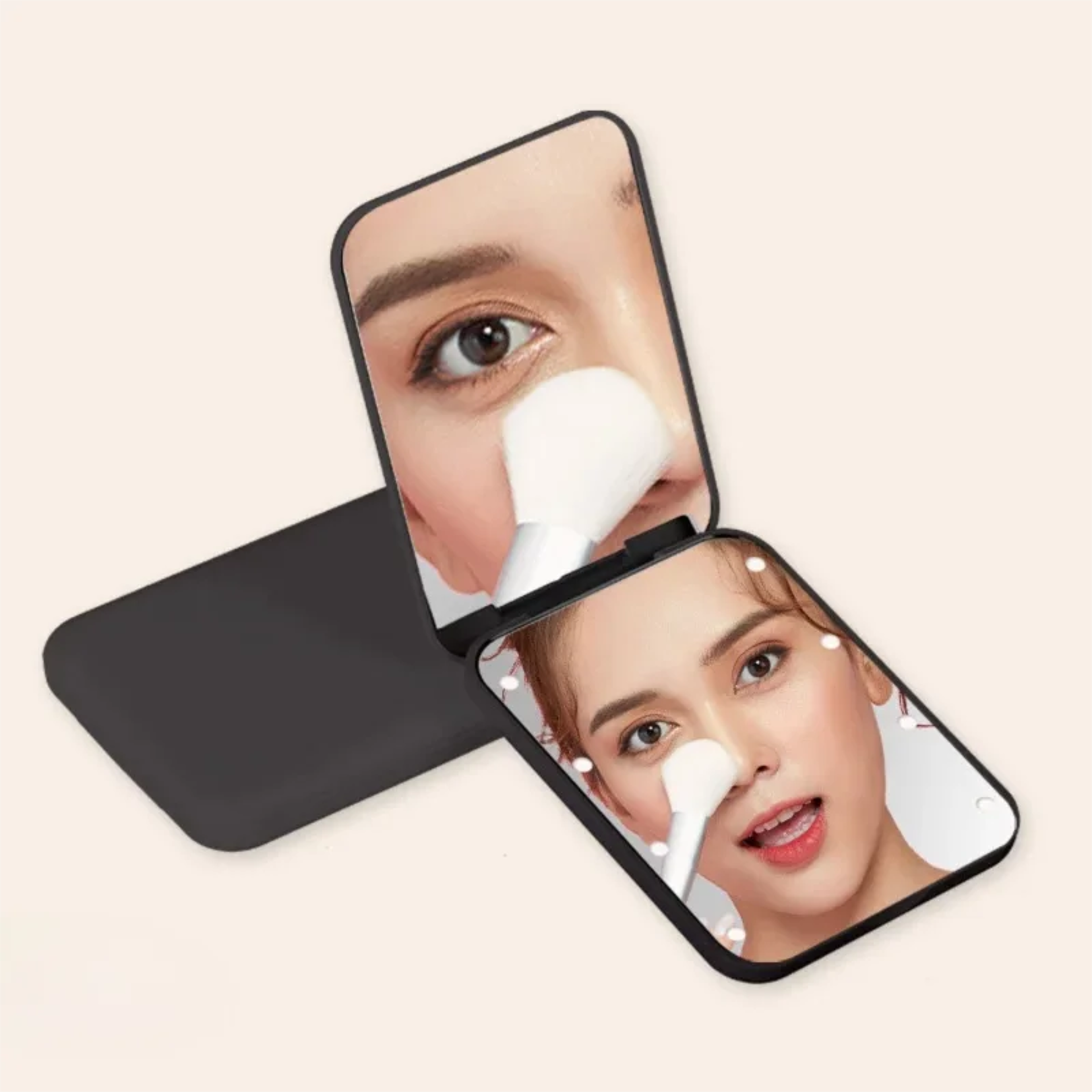 LED Makeup Mirror Compact Folding Mirror With Magnification  LED Lights For Travel 0
