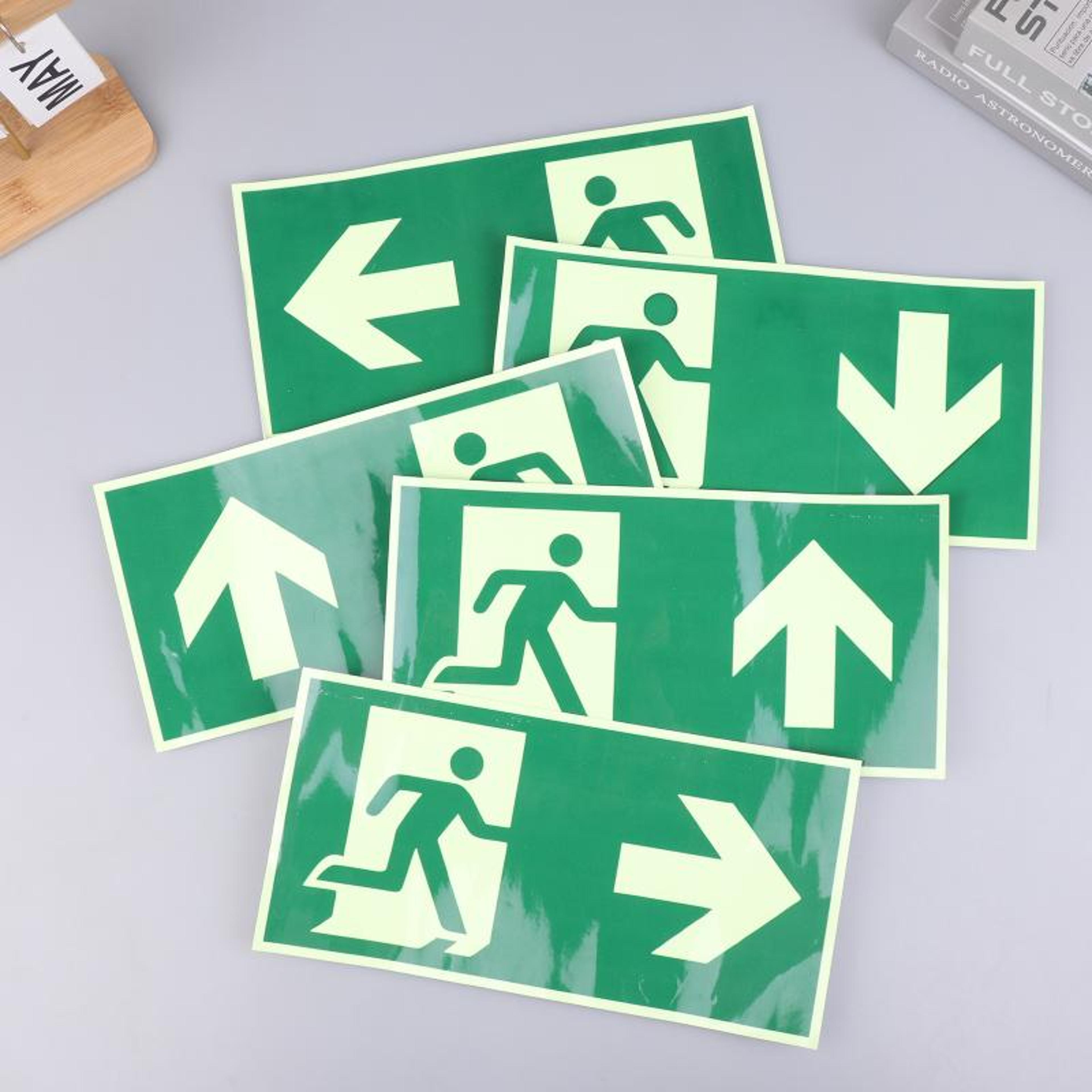 Glow In The Dark Exit Sign Photo Luminescent Emergency Exit Sticker For Fire Safety And Evacuation 2