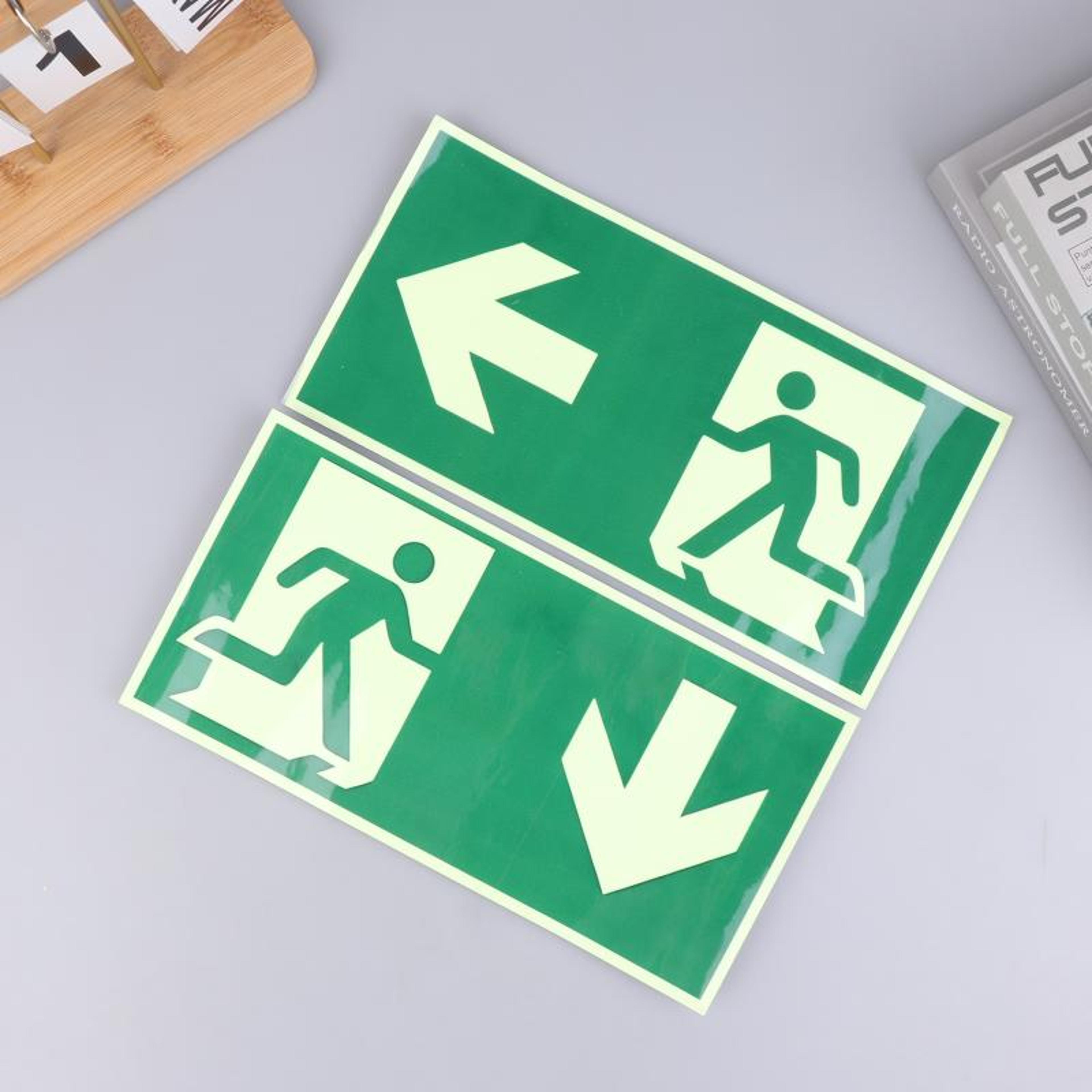 Glow In The Dark Exit Sign Photo Luminescent Emergency Exit Sticker For Fire Safety And Evacuation 3