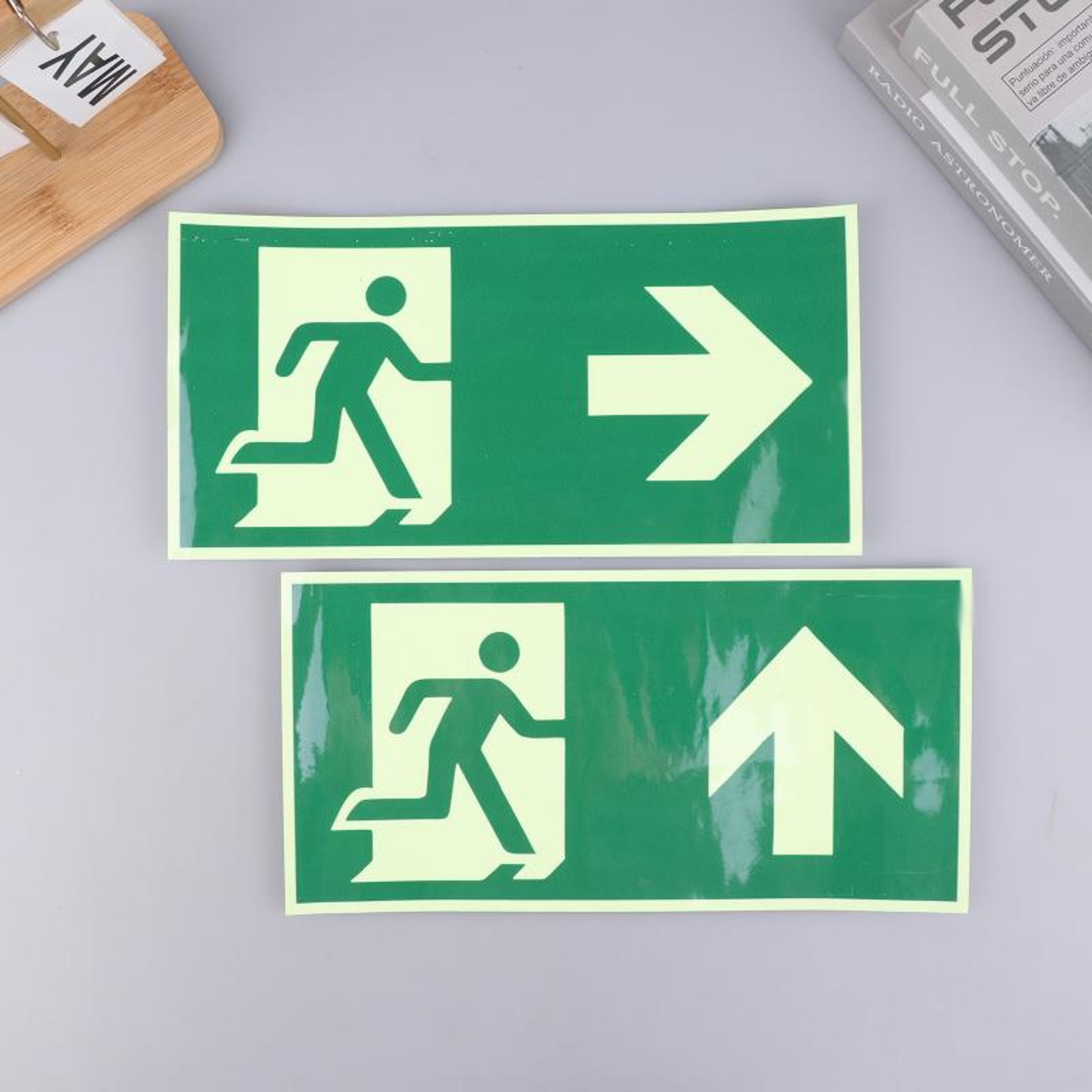 Glow In The Dark Exit Sign Photo Luminescent Emergency Exit Sticker For Fire Safety And Evacuation 4