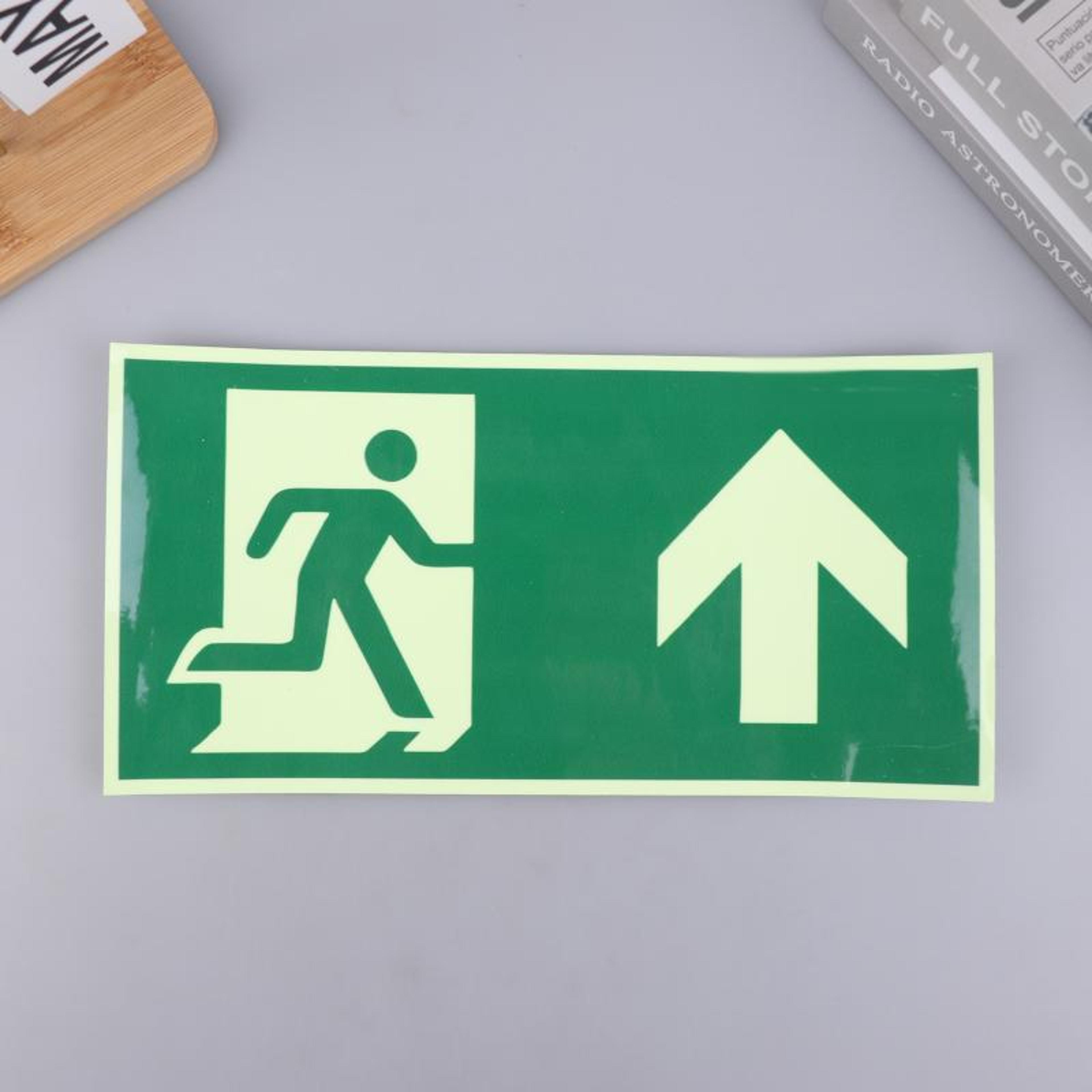 Glow In The Dark Exit Sign Photo Luminescent Emergency Exit Sticker For Fire Safety And Evacuation 6
