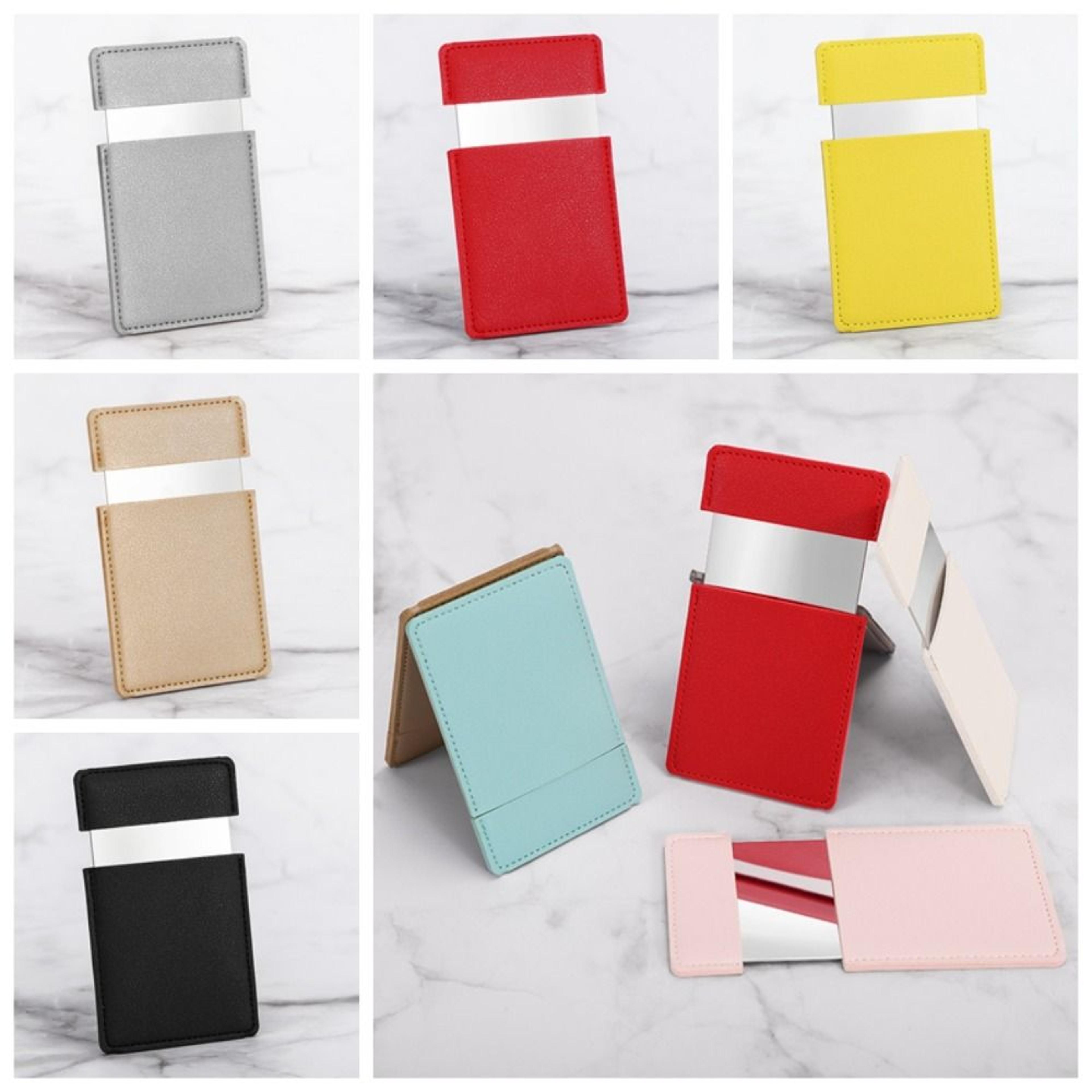 Compact Travel Makeup Mirror With PU Leather Cover Stainless Steel Pocket Vanity Mirror 3