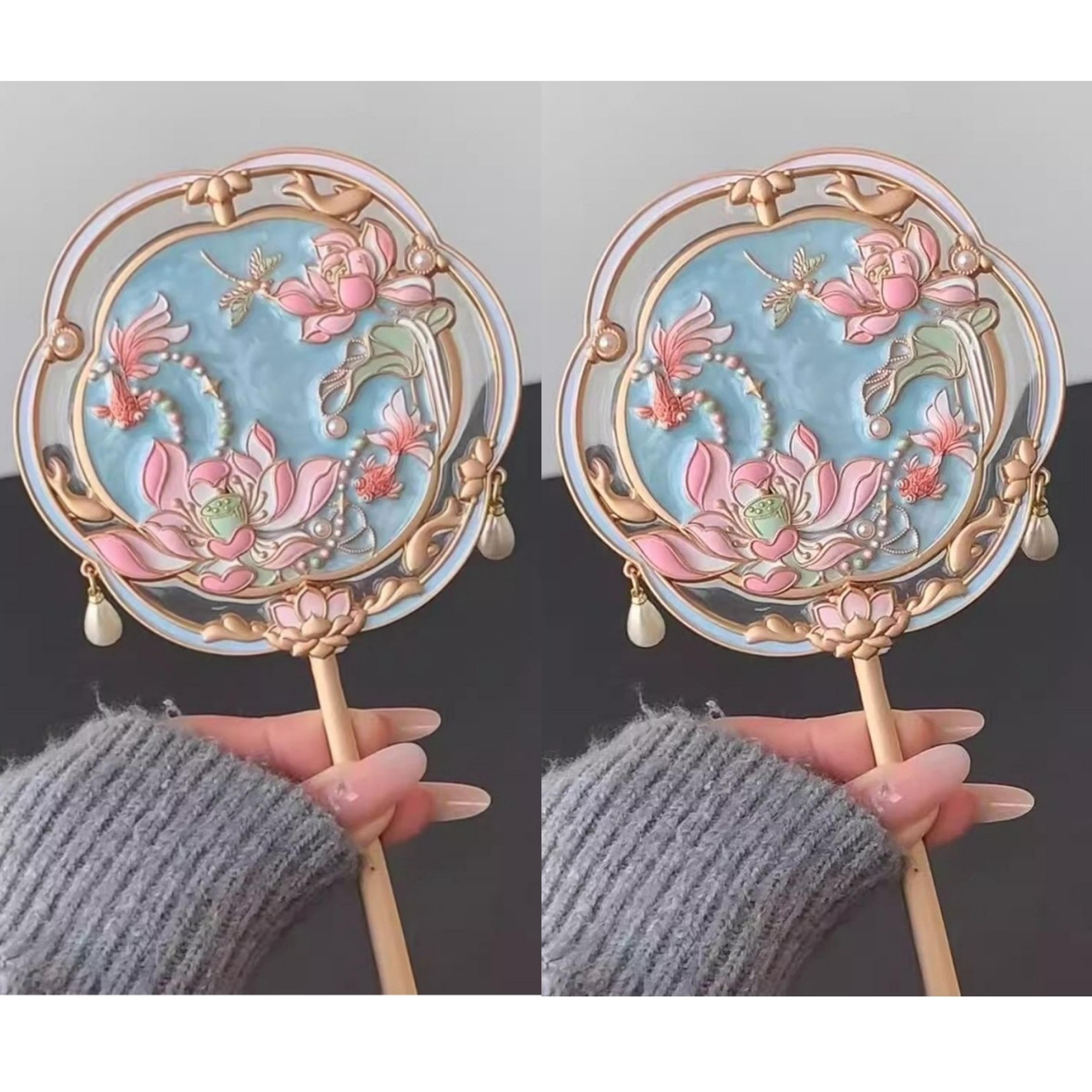 Beijing Souvenir Handheld Makeup Mirror Heart Shaped Portable Vanity Travel Gift 7