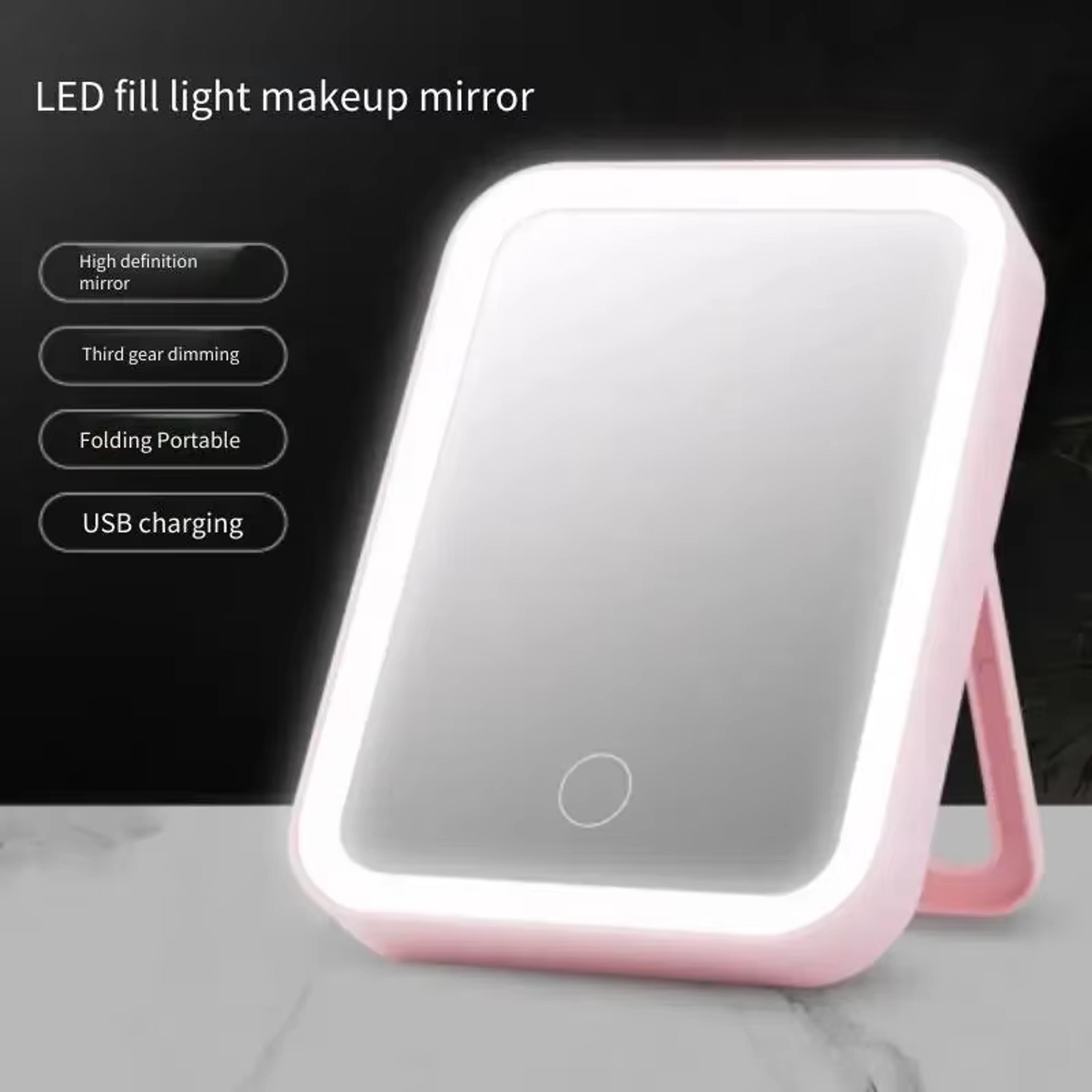 rechargeable led makeup mirror with touch dimming portable travel vanity mirror
